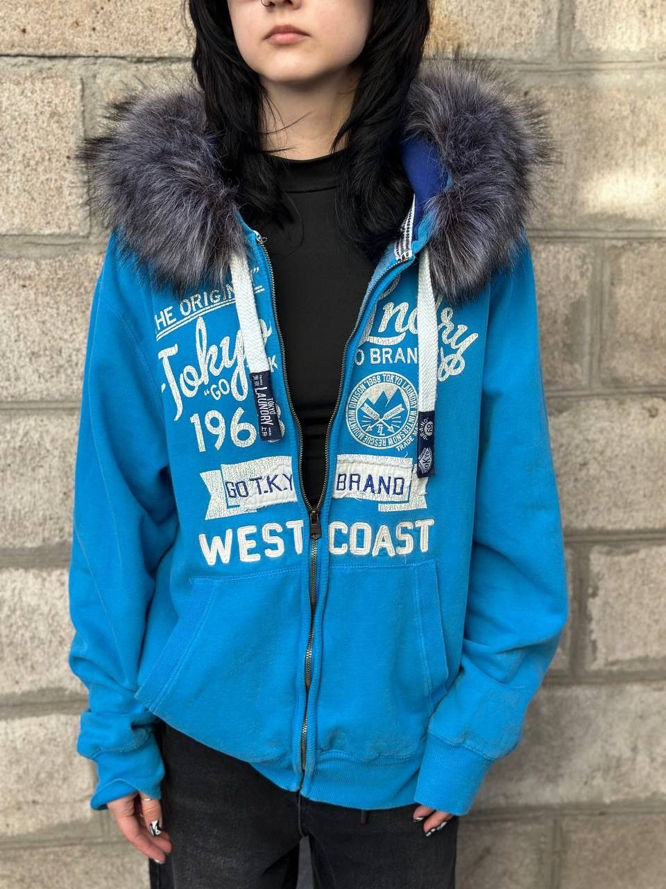 Japanese Brand VTG Mans Custom Tokyo Landry Zip Hoodie Faux Fur Hood Y2K Size US L / EU 52-54 / 3 - 3 Thumbnail