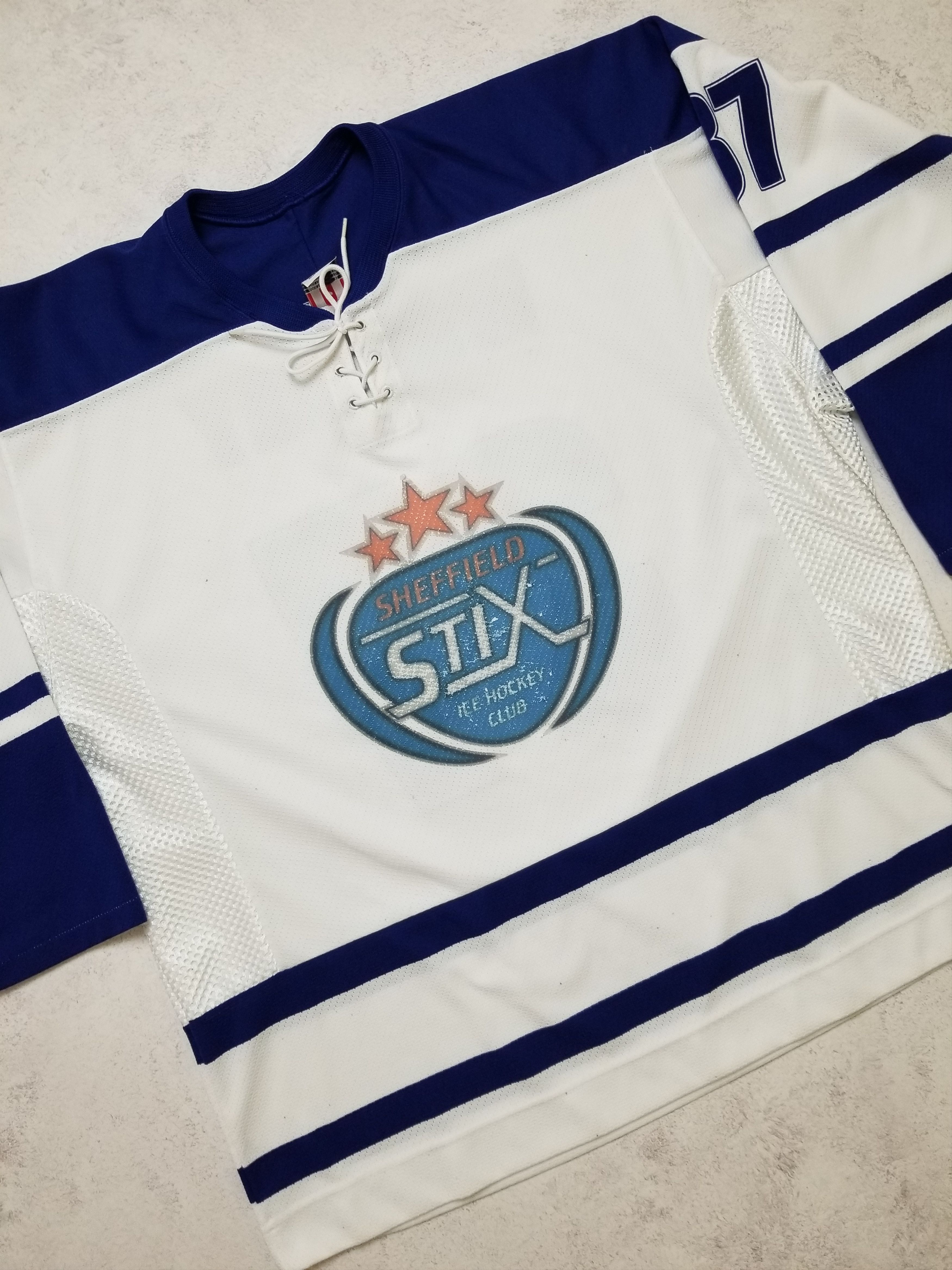 Ccm Air-Knit Sheffield Stix #37 Woolley Ice Hockey Club Jersey Size US XL / EU 56 / 4 - 4 Thumbnail