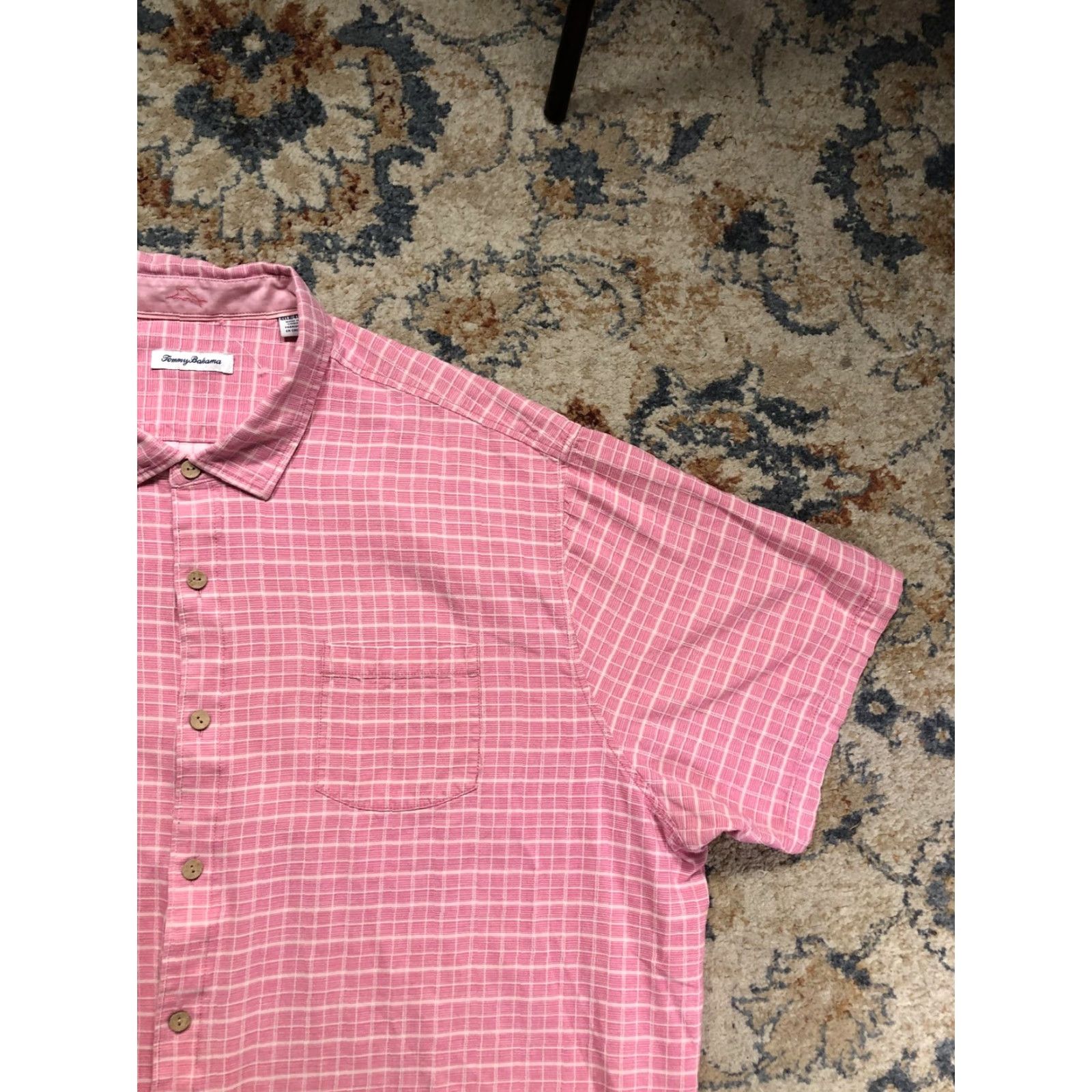 Tommy Bahama Tommy Bahama Shirt Mens Big 4X Pink Check Short Sleeve Button Up Casual Size US XXL / EU 58 / 5 - 4 Thumbnail