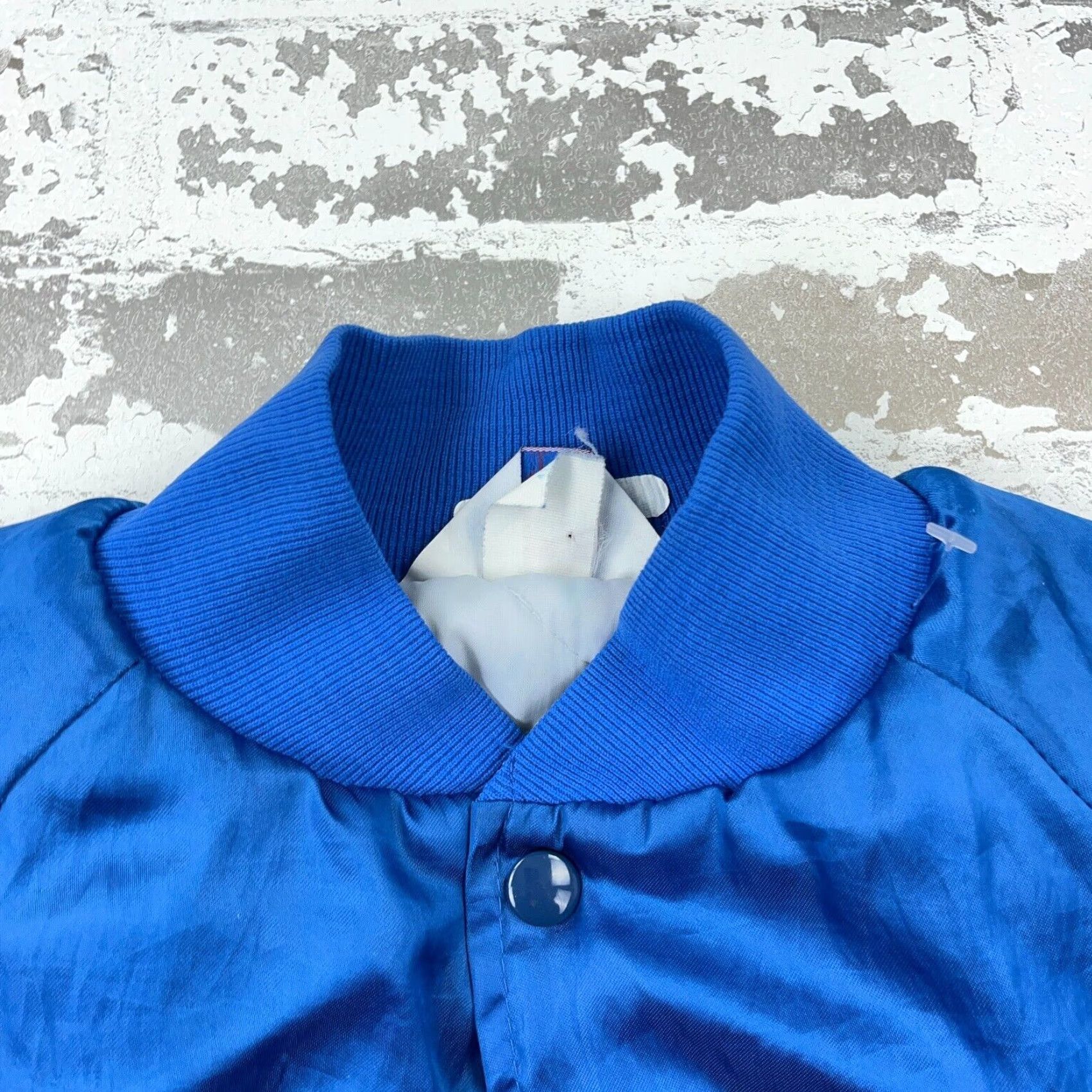 Vintage Vintage Satin Jacket Men Medium Blue Bomber USA 80s 90s Embroidered Logger Size US M / EU 48-50 / 2 - 6 Thumbnail