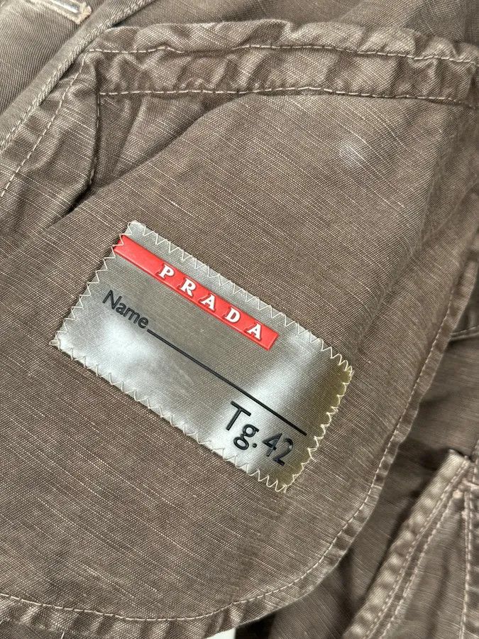 Prada 2000s Prada Light Brown Cotton Linen Cargo Jacket Size M / US 6-8 / IT 42-44 - 9 Thumbnail