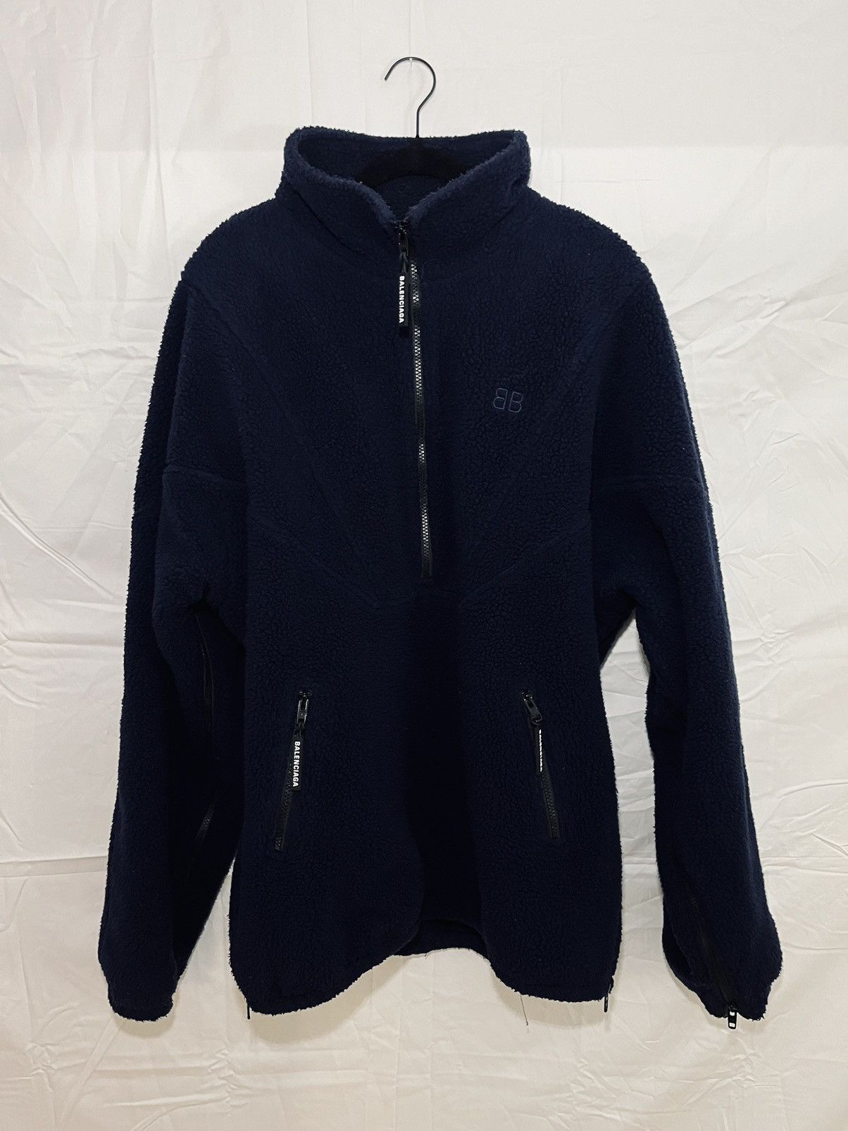 Balenciaga Balenciaga Navy Sherpa 1/2-Zip Jacket Size US L / EU 52-54 / 3 - 1 Thumbnail