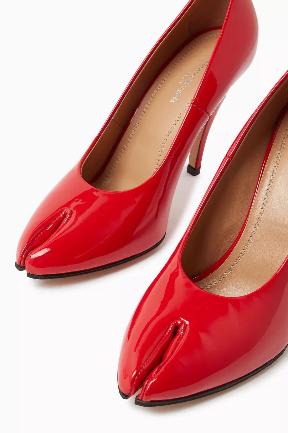 Maison Margiela Maison Margiela Red Tabi 110mm Patent Leather Pumps Size US 9 / IT 39 - 1 Thumbnail