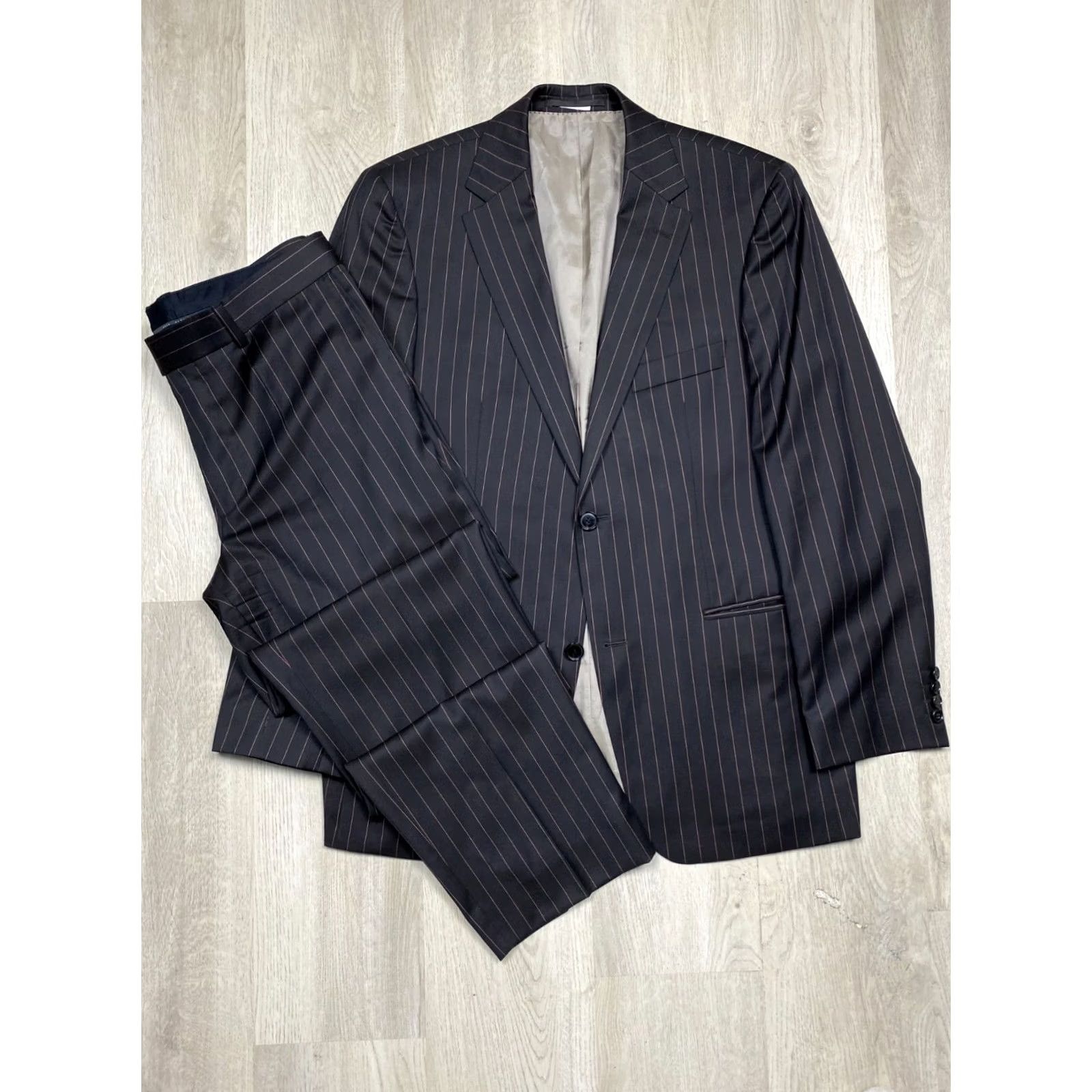 Hugo Boss Hugo Boss Mens Wool Suit 2 Buttons Blazer + Pants M Size 50 (M) Multicolor Wool Pattern Striped Suit Mens Size 40R - 2 Thumbnail