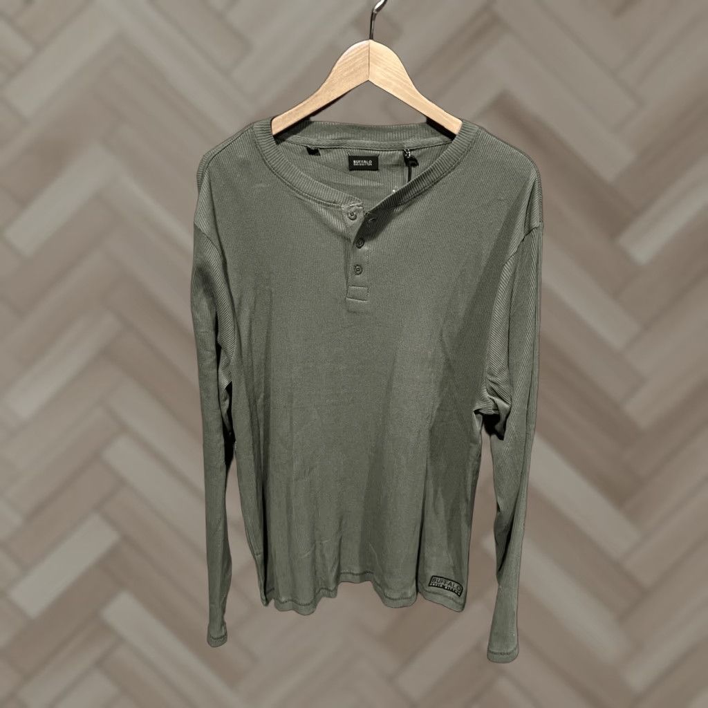 Vintage VINTAGE Buffalo Shirt Mens XL Green Long Sleeve Ribbed T-shirt NWT Button David Size US XL / EU 56 / 4 - 1 Thumbnail