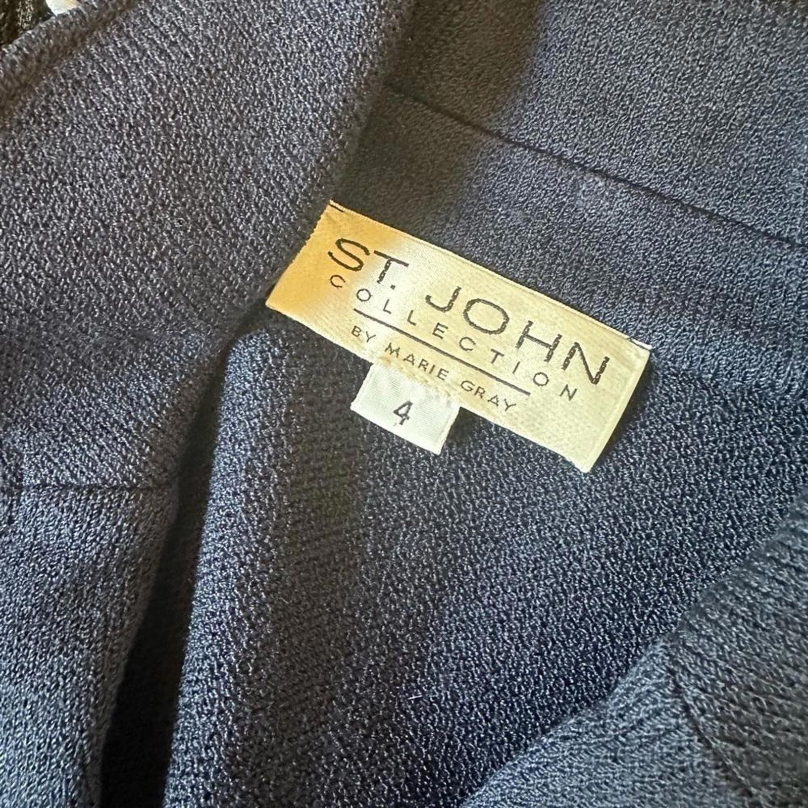 Andrew St. John St John Navy Blue Knit Blazer with Gold Buttons Size S / US 4 / IT 40 - 5 Thumbnail
