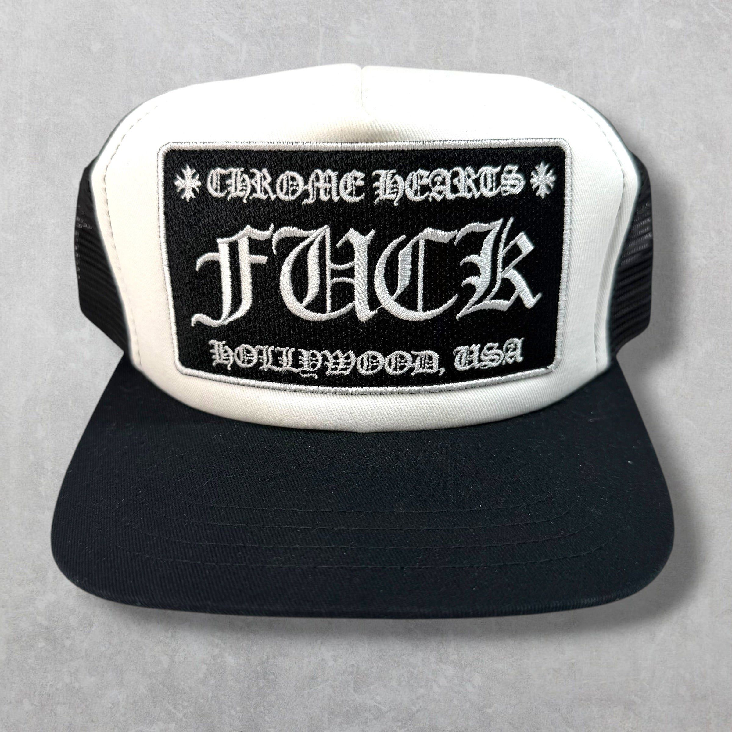 Chrome Hearts Chrome Hearts Fuck Hollywood Trucker Hat White Size ONE SIZE - 1 Thumbnail