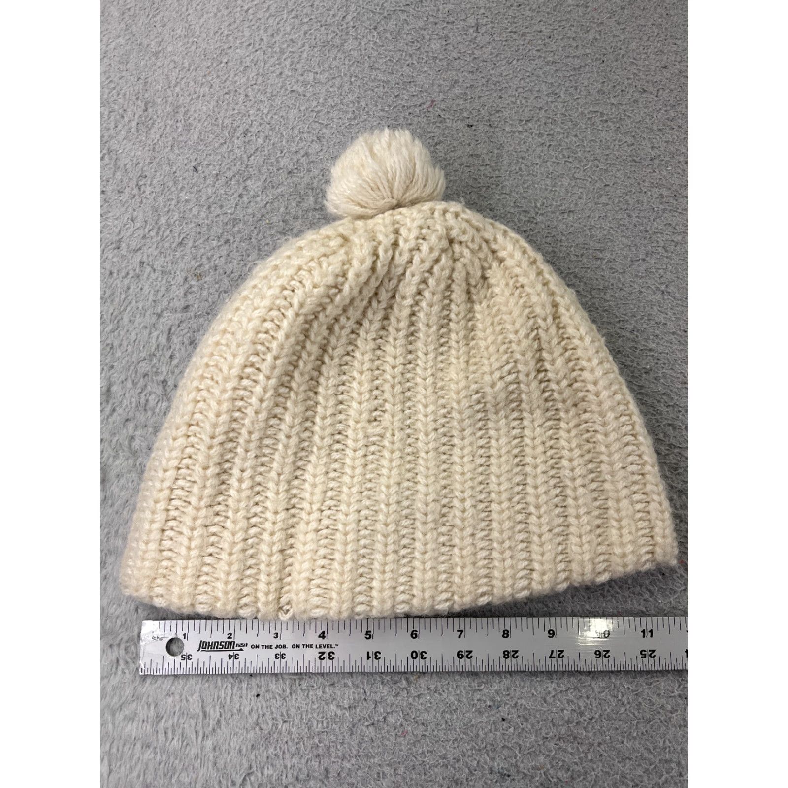 Merona Merona Beanie Hat Womens One Size Ivory Knit Acrylic Blend Ski Pom - Adult Women Winter Fall Spring Adjustable Beanie Toque Vintage Not Size ONE SIZE - 4 Thumbnail