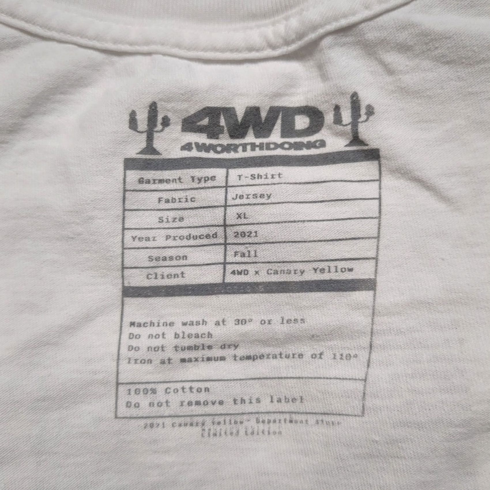 Vintage 4WD x Canary Yellow Virgil Abloh Conversations T-Shirt XL White Crew Neck Short Sleeve Graphic Print Logo Limited Edition Mens Fashion 2021 Rare Size US XL / EU 56 / 4 - 5 Thumbnail
