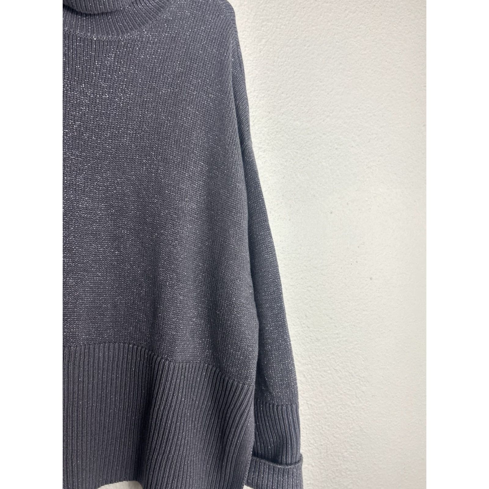 Gap Gap Sweater Womens Large Turtleneck Silver Lurex 24/7 Split Hem Pullover Size L / US 10 / IT 46 - 6 Thumbnail