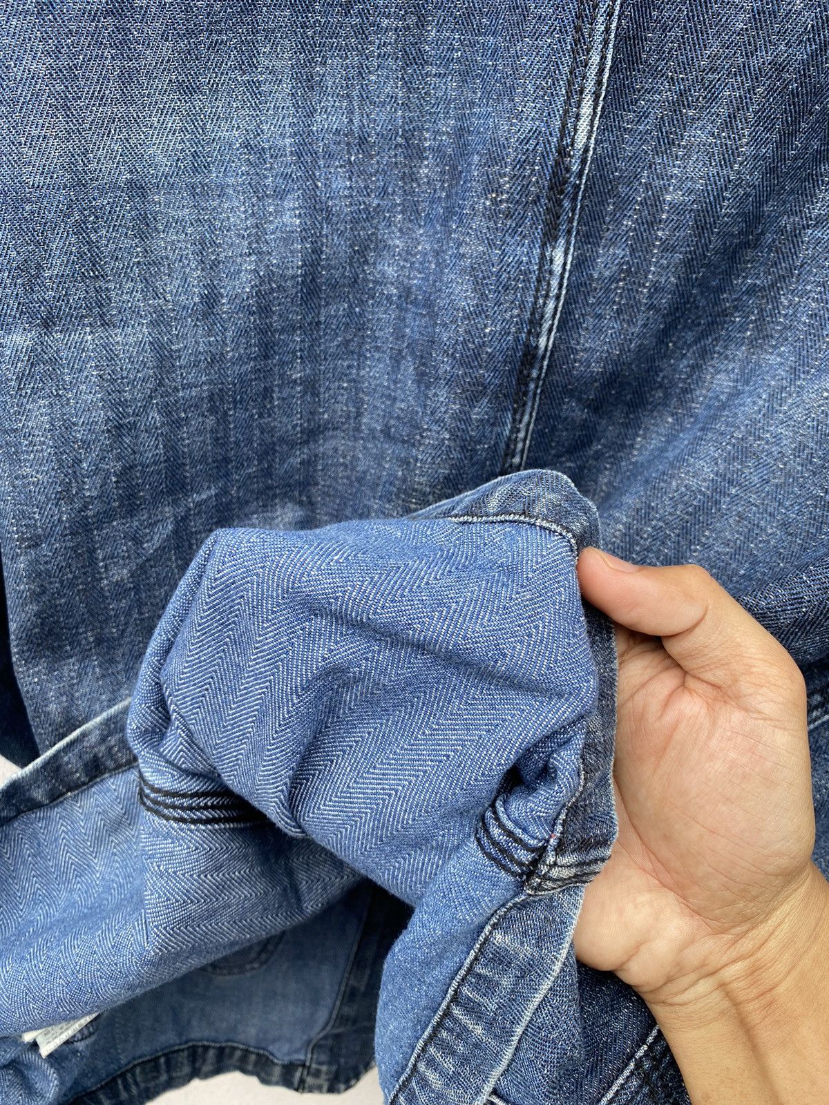 Japanese Brand US NAVAL Herring Bone Twill Faded Indigo Chore USN Jacket Size US M / EU 48-50 / 2 - 22 Thumbnail