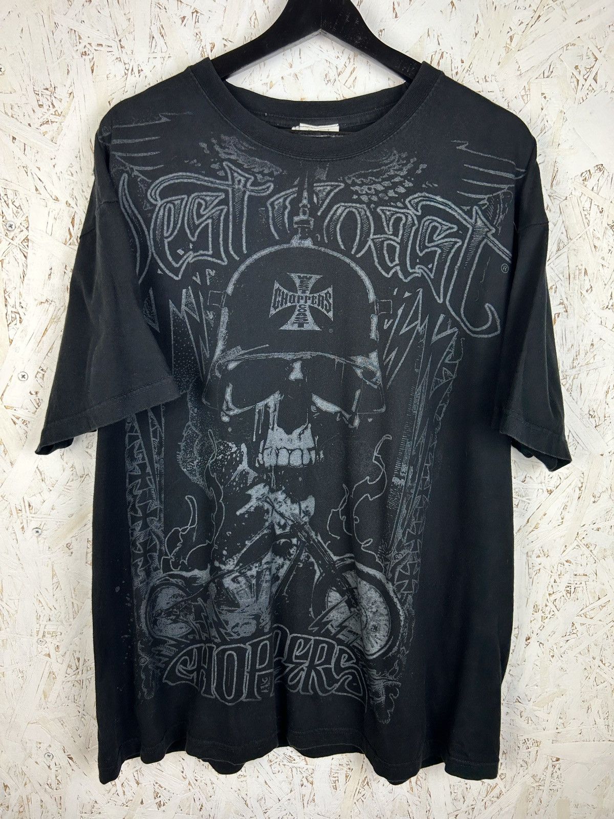West Coast Choppers 90s West Coast Choppers Skull AOP Motorcycle T-Shirt Size US XL / EU 56 / 4 - 1 Thumbnail
