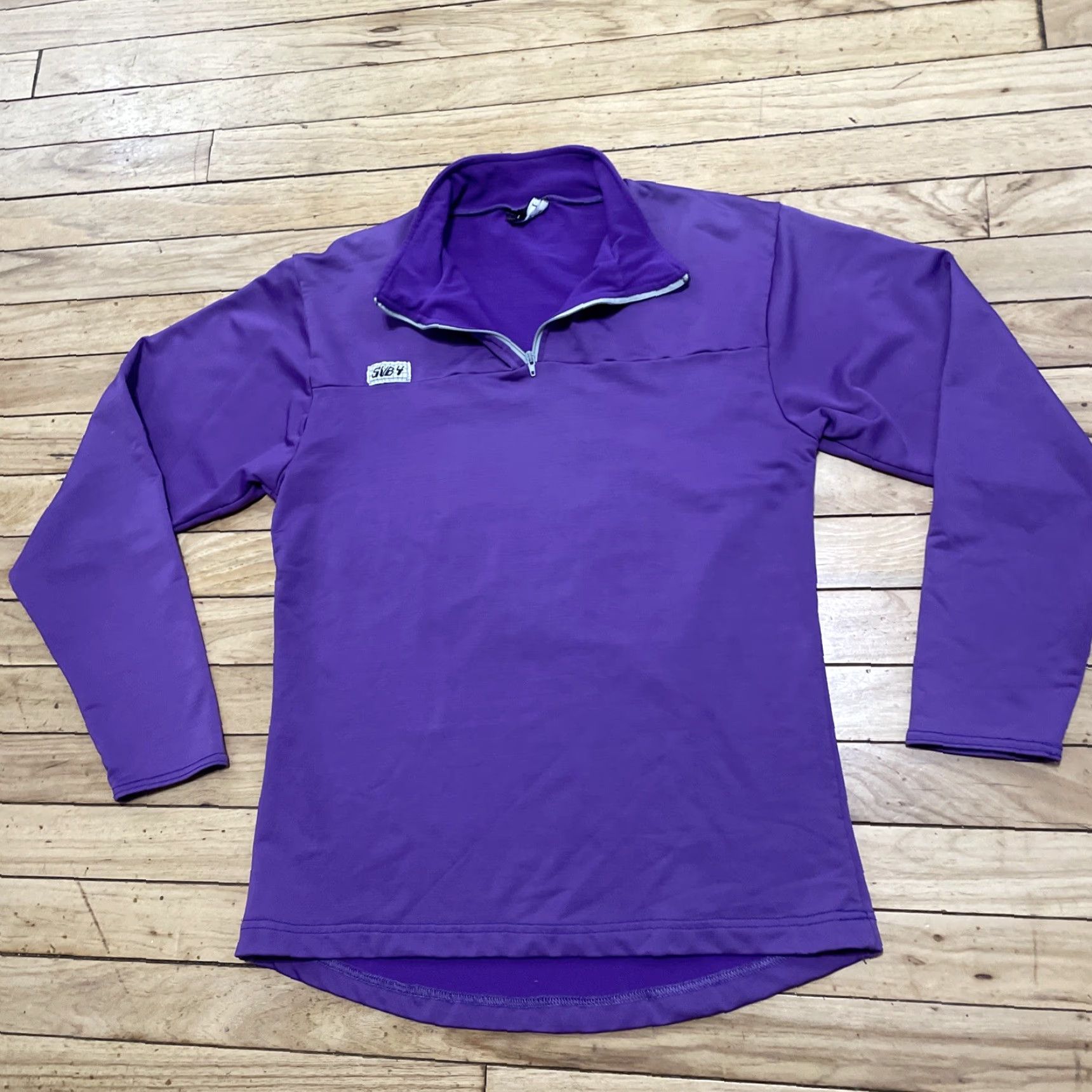 Layer 8 VINTAGE Sub4 1/4 Zip Sweater Women L Purple Ski Wind Layer Stretch Jersey Pullover Knit Shirt Size L / US 10 / IT 46 - 3 Thumbnail