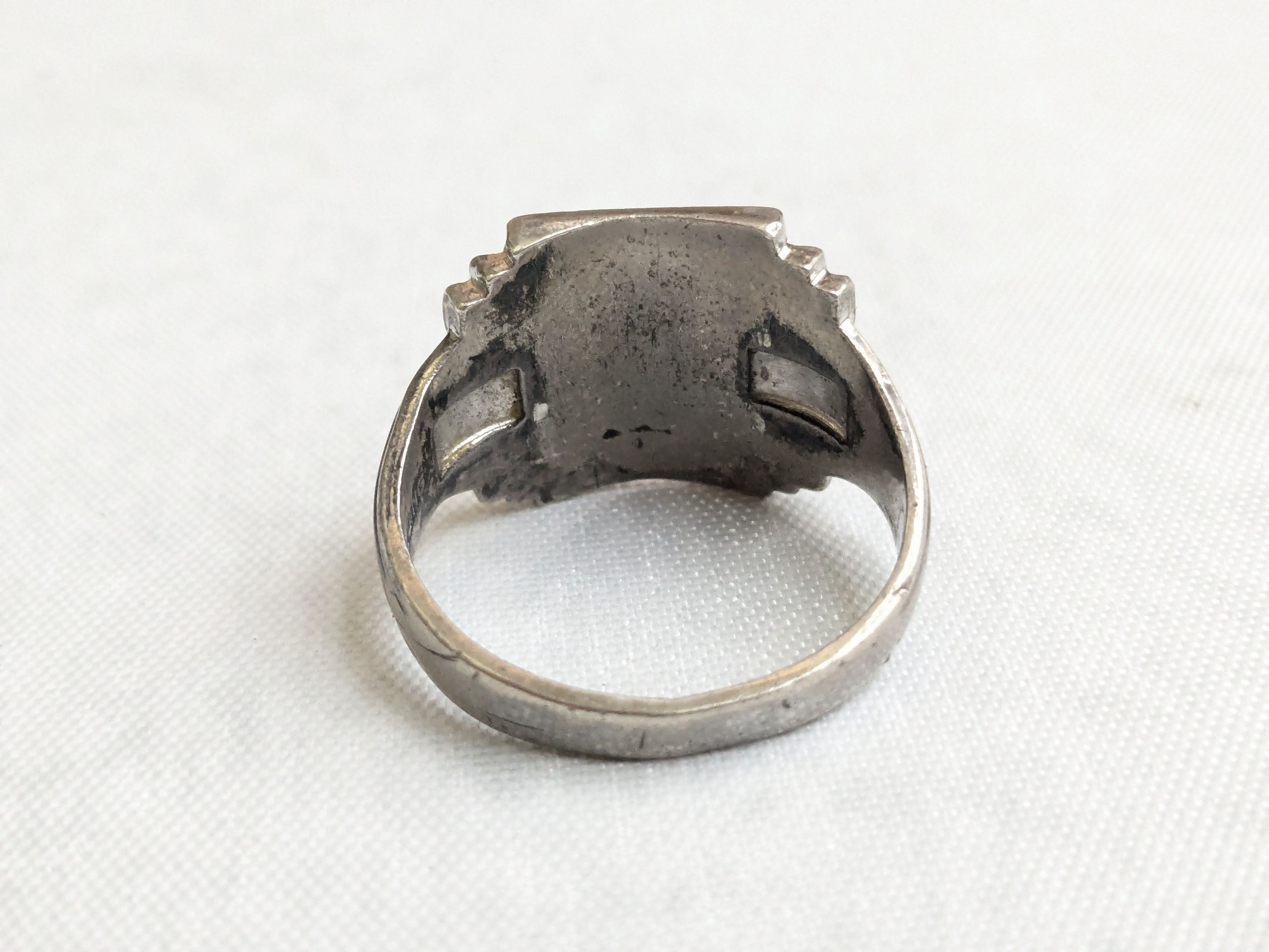 Jewelry Vintage Sterling Silver Signet Ring 11.25 Rectangle Monogram Size ONE SIZE - 5 Thumbnail