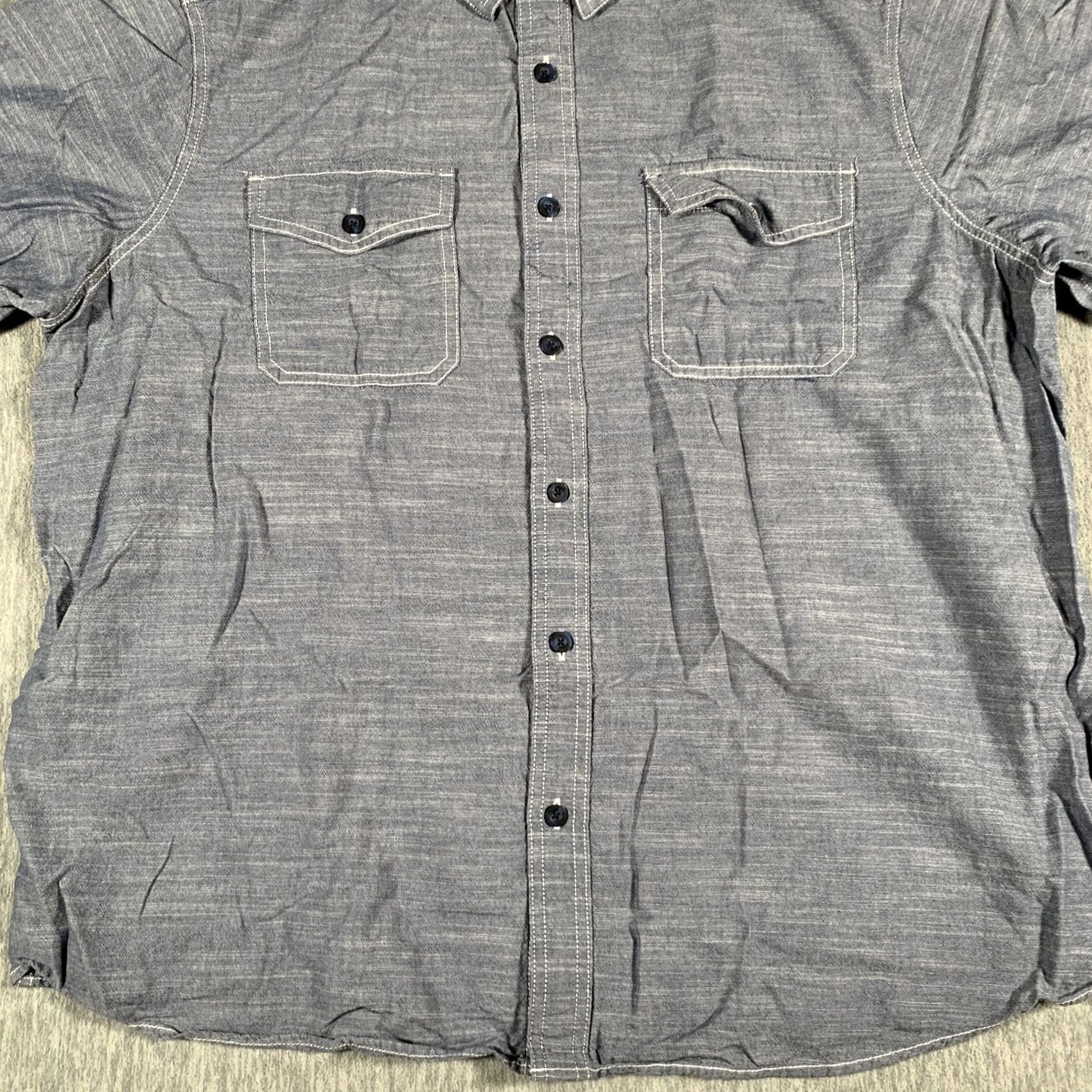 Vintage Woolrich Shirt Mens XXL Blue Chambray Short Sleeve Button Front Cotton Casual Size US XXL / EU 58 / 5 - 3 Thumbnail