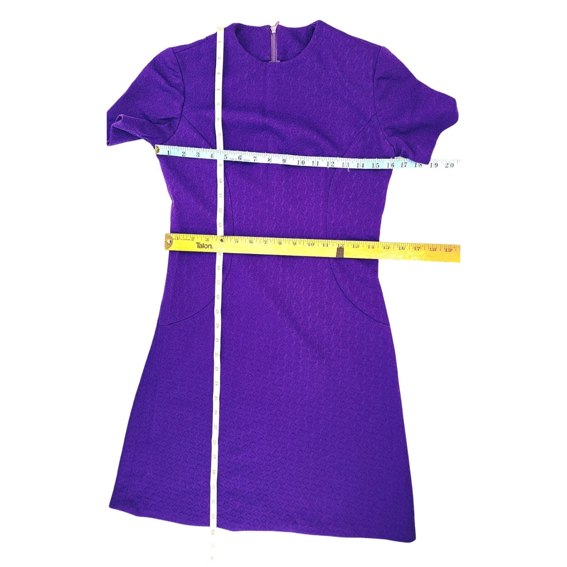 Handmade Vintage Handmade Purple Dress Textured Short Sleeve A-Line Size S / US 4 / IT 40 - 8 Thumbnail