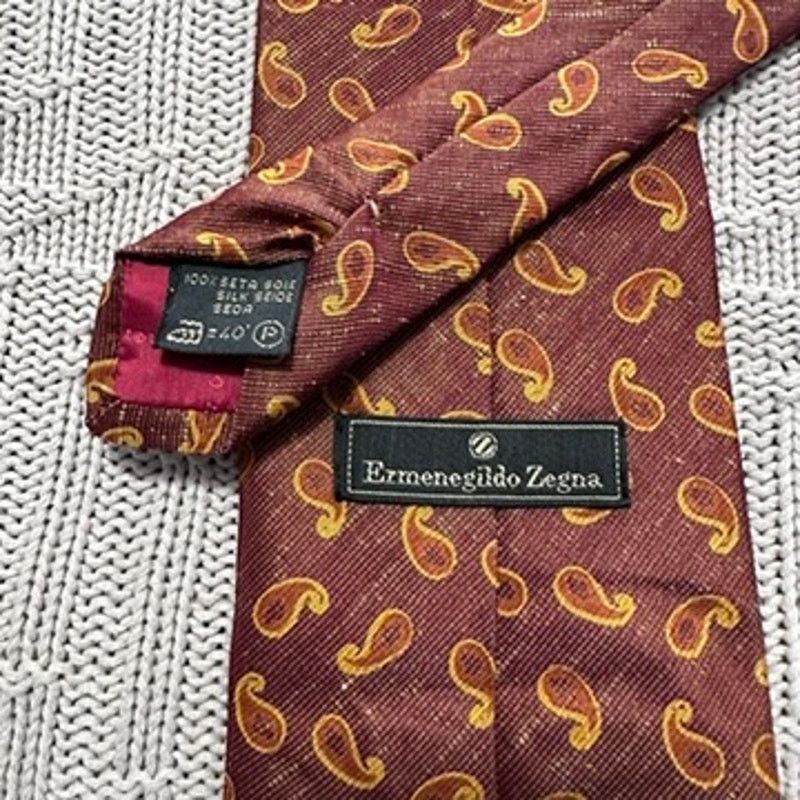 Ermenegildo Zegna Ermenegildo Zegna brown paisley silk tie Size ONE SIZE - 4 Thumbnail