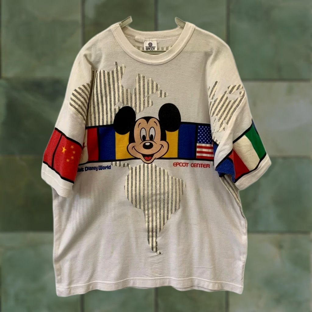Disney VINTAGE EPCOT Center World Showcase T Shirt L XL Mickey Flags USA 1980s Size US XL / EU 56 / 4 - 1 Thumbnail