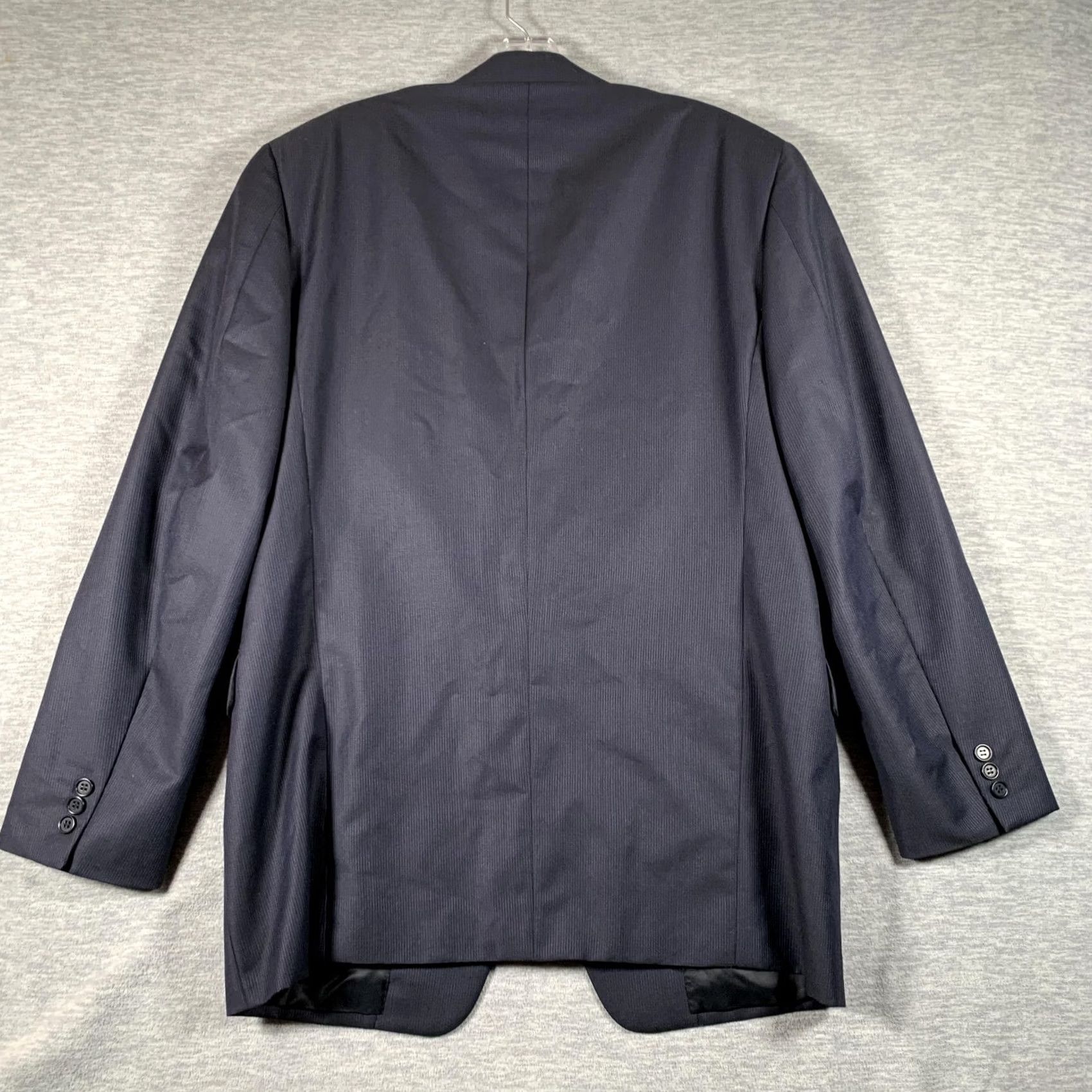 Canali VINTAGE Canali Suit Jacket Mens 50 Blue Wool Silk 3 Button Blazer Striped Made In Italy Size 50R - 5 Thumbnail