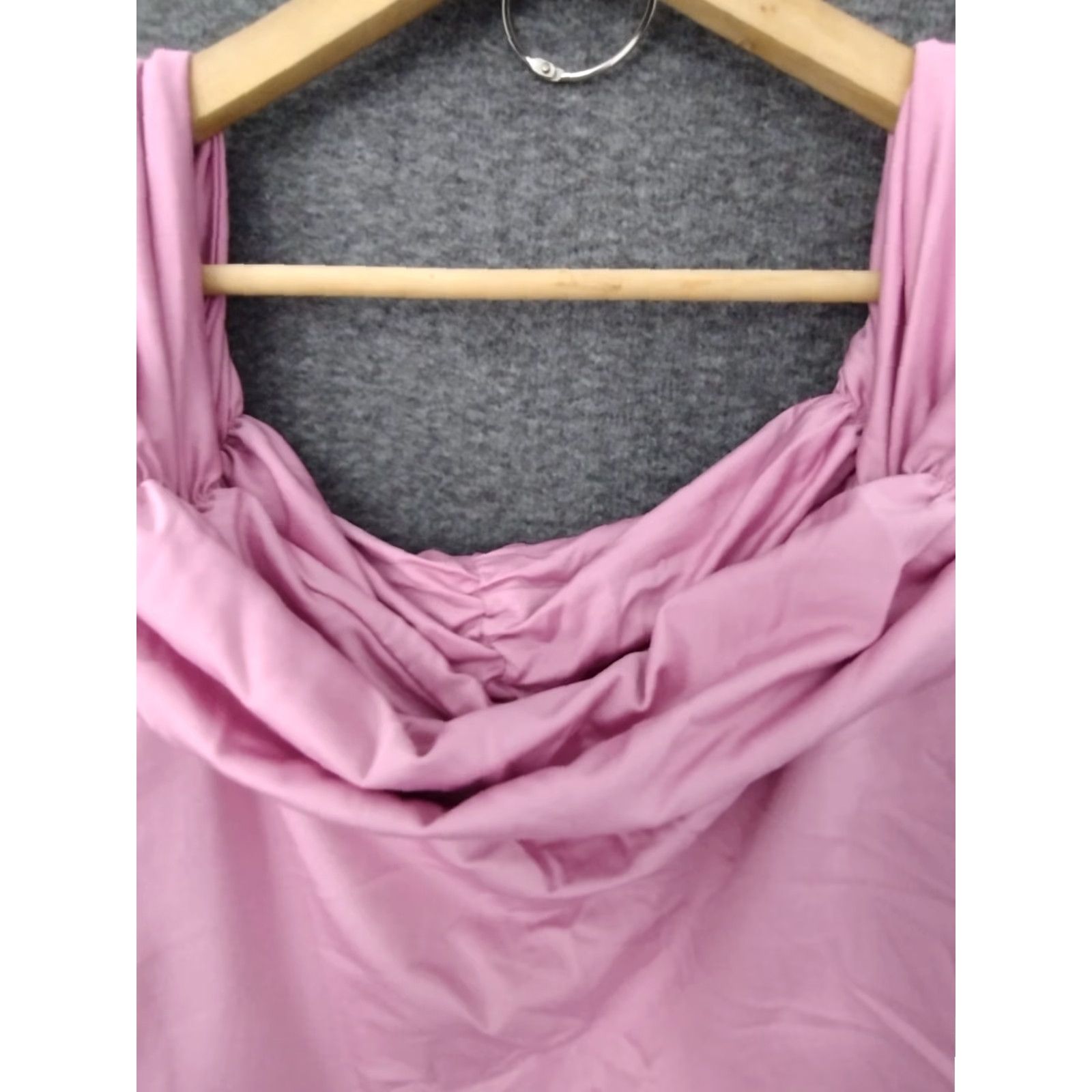 Vintage VINTAGE: No (omit) Royal Blue Off the Shoulder Rushed Bodycon Women's Pink Dress L - note: remove extra words to fit rules. Size L / US 10 / IT 46 - 3 Thumbnail