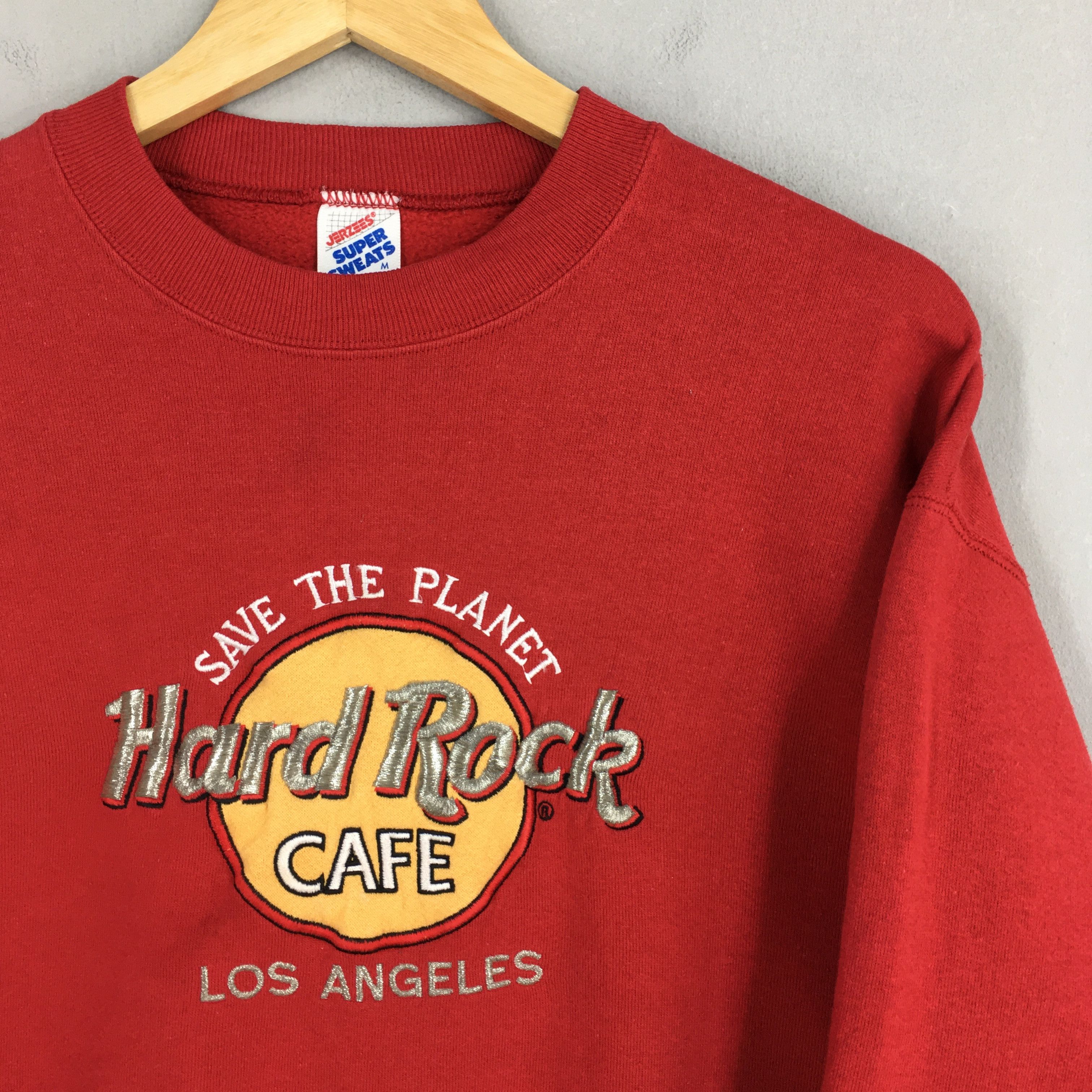 Hard Rock Cafe × Jerzees × Vintage Vintage Hard Rock Cafe Los Angeles Red Sweatshirt Medium Size US M / EU 48-50 / 2 - 2 Thumbnail