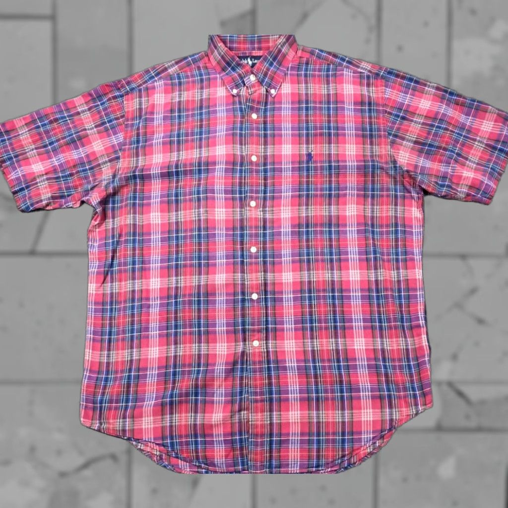 Polo Ralph Lauren VTG Ralph Lauren Polo Blake Button-Up Short Sleeve Men L Madras Red Plaid Shirt Size US L / EU 52-54 / 3 - 1 Thumbnail
