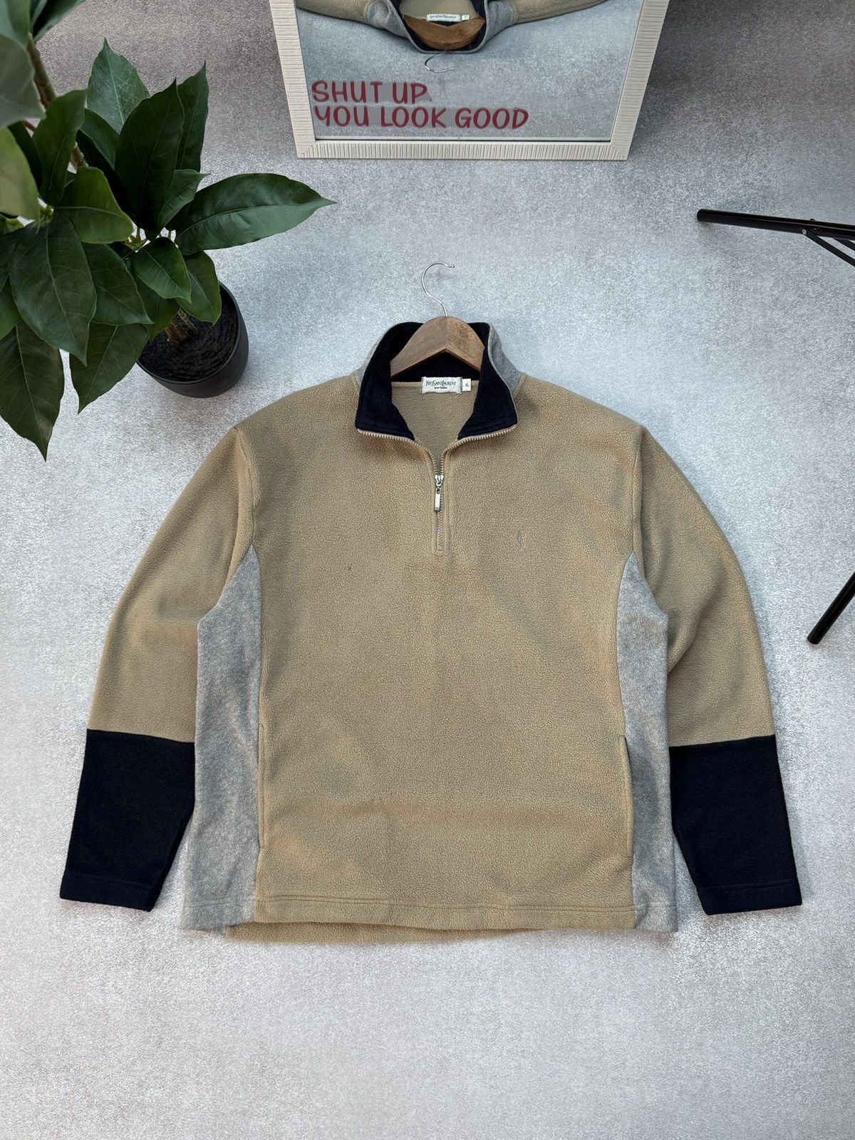 Yves Saint Laurent Yves Saint Laurent Fleece 1/4 Zip Men Distressed Sweatshirt Size US XL / EU 56 / 4 - 1 Thumbnail