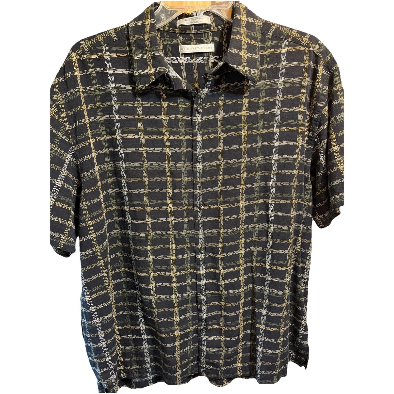 Geoffrey Beene Geoffrey Beene Shirt Mens L Black Geometric Hawaiian Shirt Size US L / EU 52-54 / 3 - 1 Thumbnail