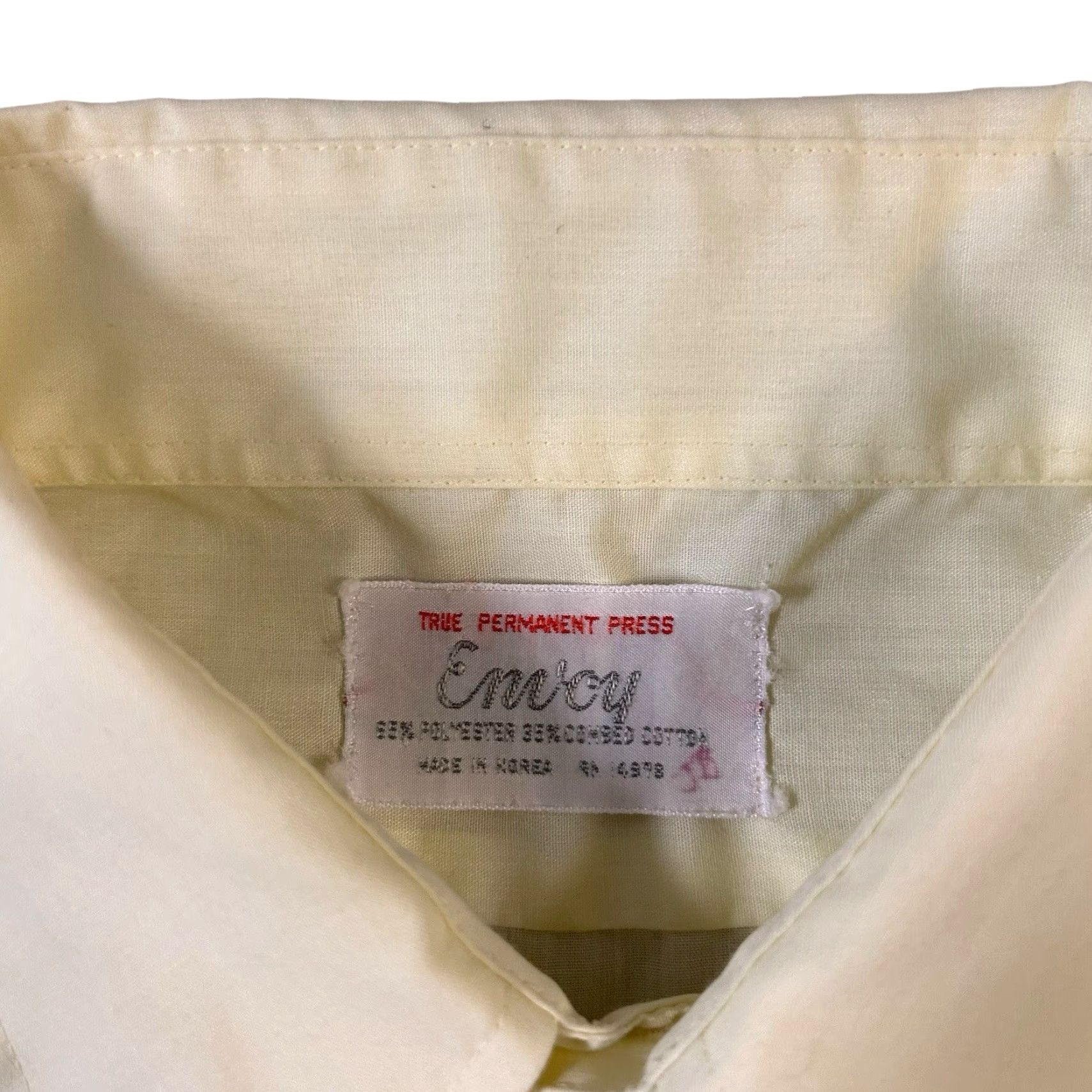 Vintage True Vintage 70s Envoy Shirt Sheer Dagger Collar Disco 1970s Solid Yellow Medium Size US M / EU 48-50 / 2 - 2 Thumbnail