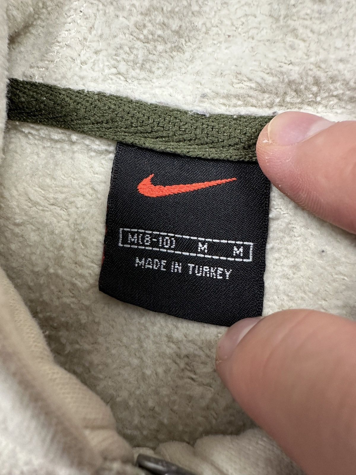 Nike Vintage Nike 00s Fleece Half Zip Hoodie Rare Cream Swoosh Size US M / EU 48-50 / 2 - 10 Thumbnail