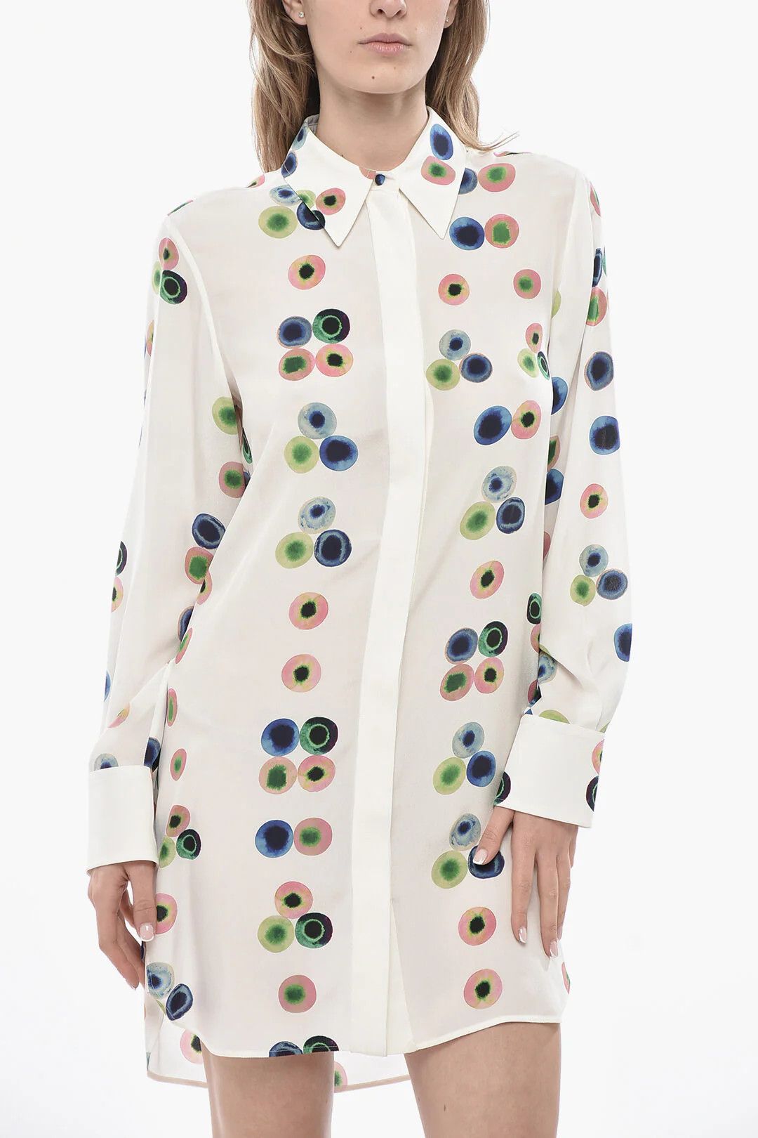 Chloe og1mm0426 Silk Shirt Dress in White Size S / US 4 / IT 40 - 4 Thumbnail