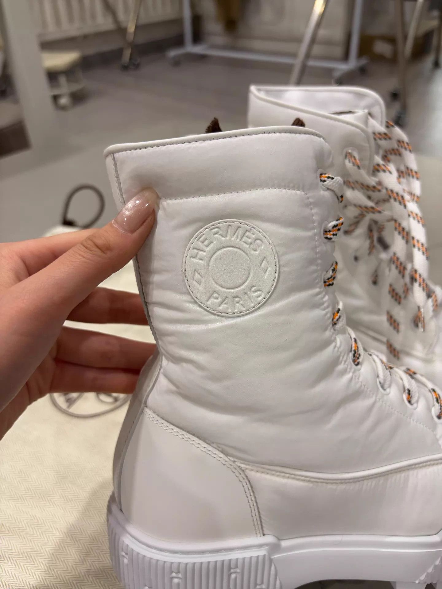 Hermes Hermes FW White Platform Martens new 37.5 EU Size US 7 / IT 37 - 3 Thumbnail