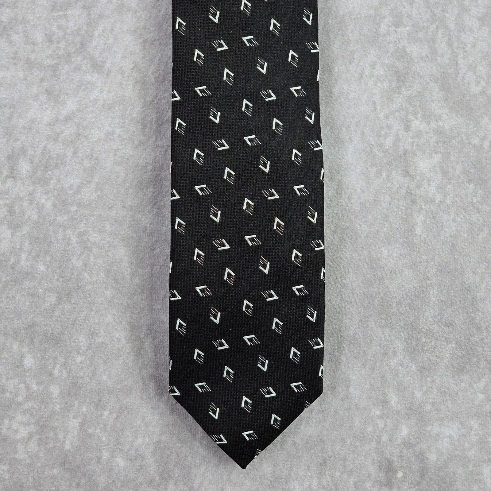 Pal Zileri Pal Zileri Black White Diamond Silk Italy Neck Tie Men's Size 30 - 1 Thumbnail