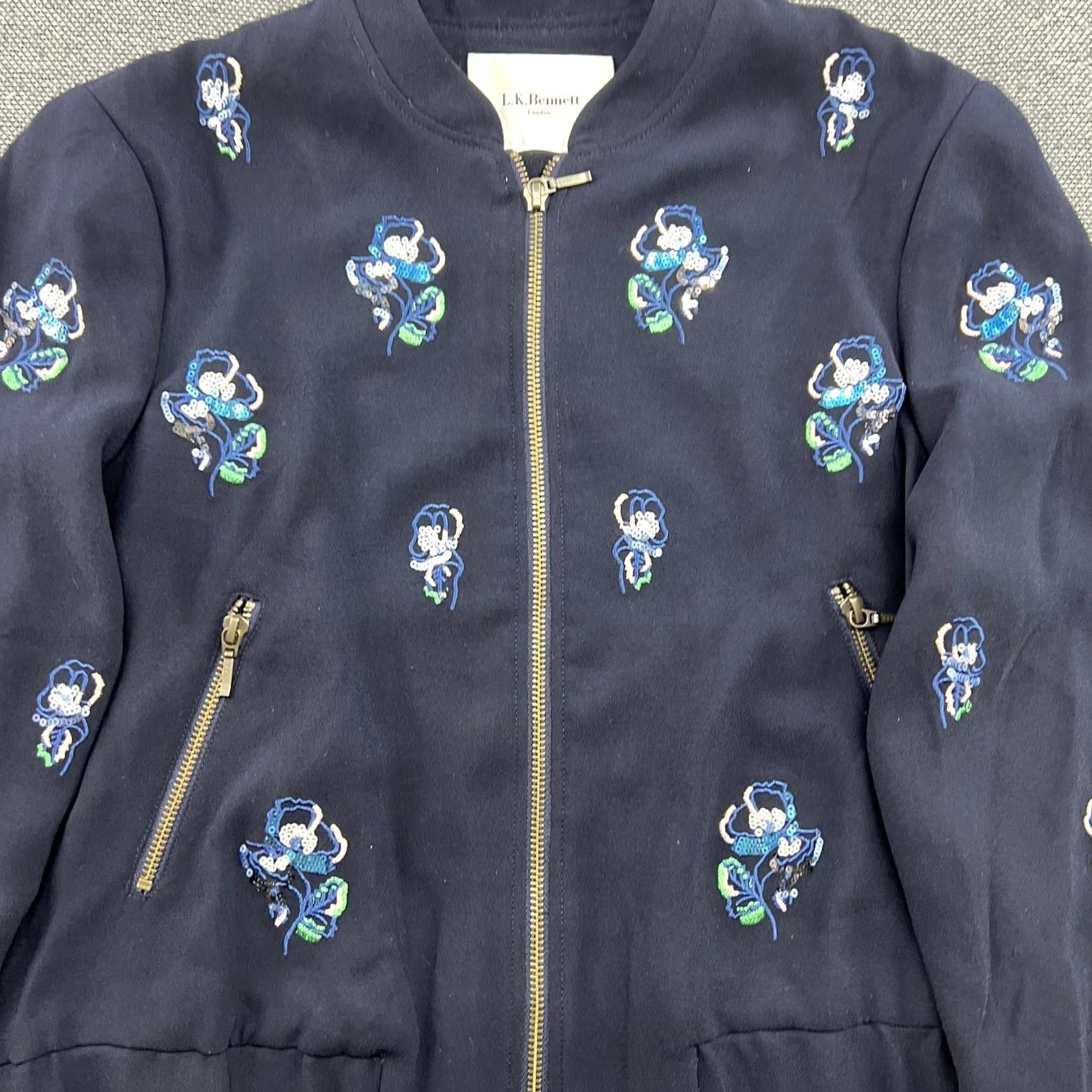 Vintage L.K Bennett Blazer Jacket Womens Floran Navy Full Zip JK Elliot 8 EU 36 Vintage Floral Casual Blazer Womens Size M / US 6-8 / IT 42-44 - 3 Thumbnail