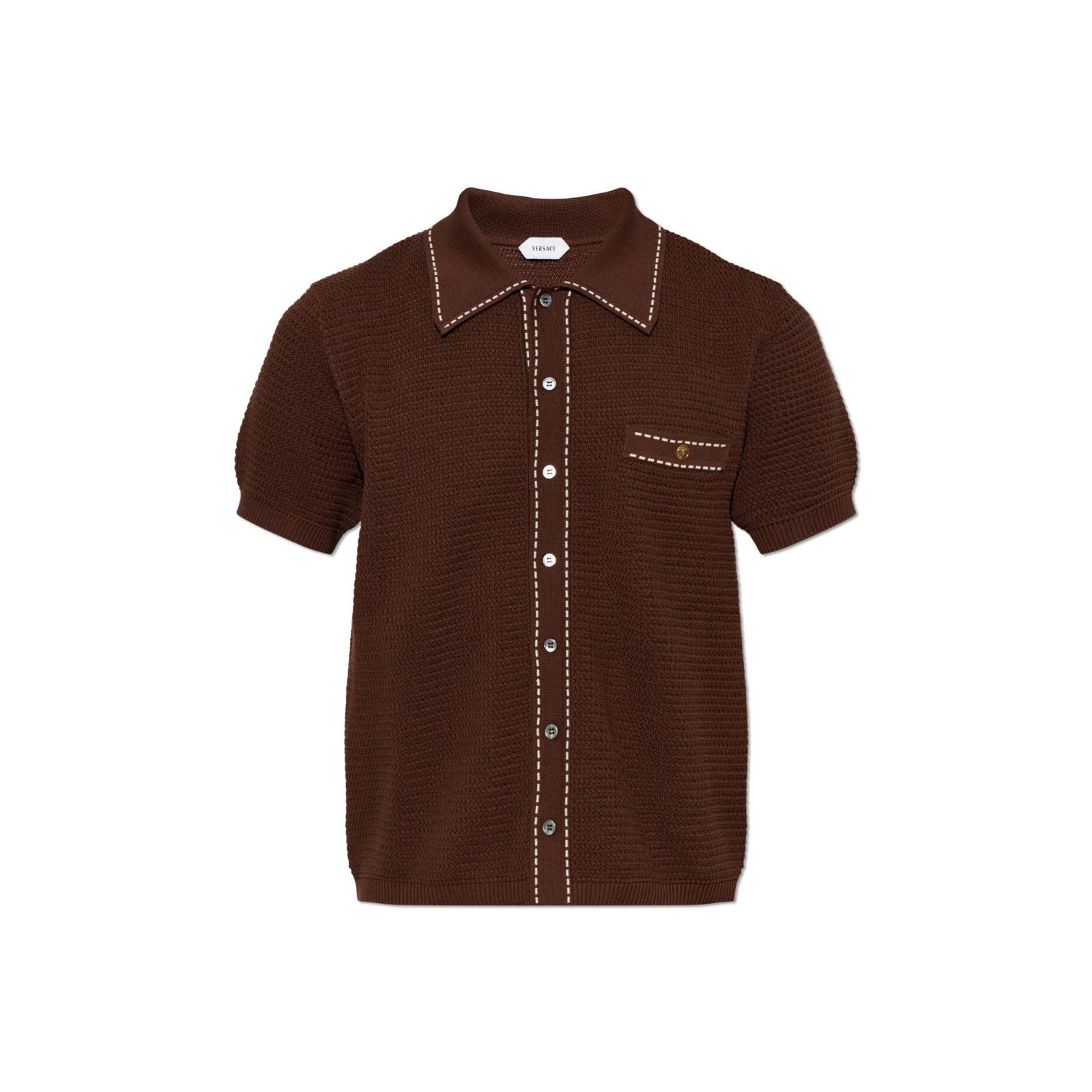 Versace VERSACE Brown Short-Sleeved Cardigan New & Authentic (Men's Size US XL / EU 56 / 4 - 1 Preview