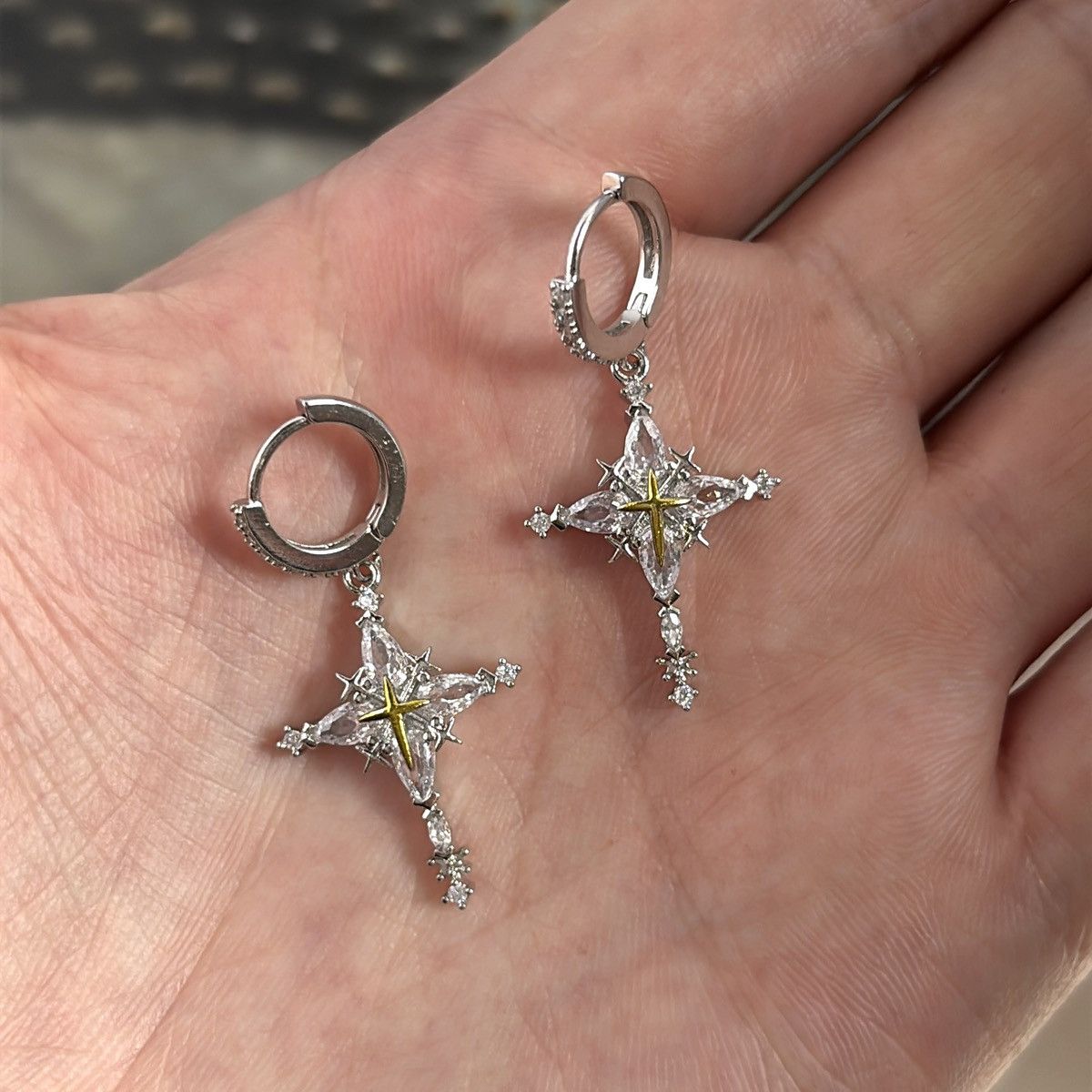 Other CZ Cross Dangle Drop Earrings for Men Women Hip Hop Unisex Size ONE SIZE - 5 Thumbnail