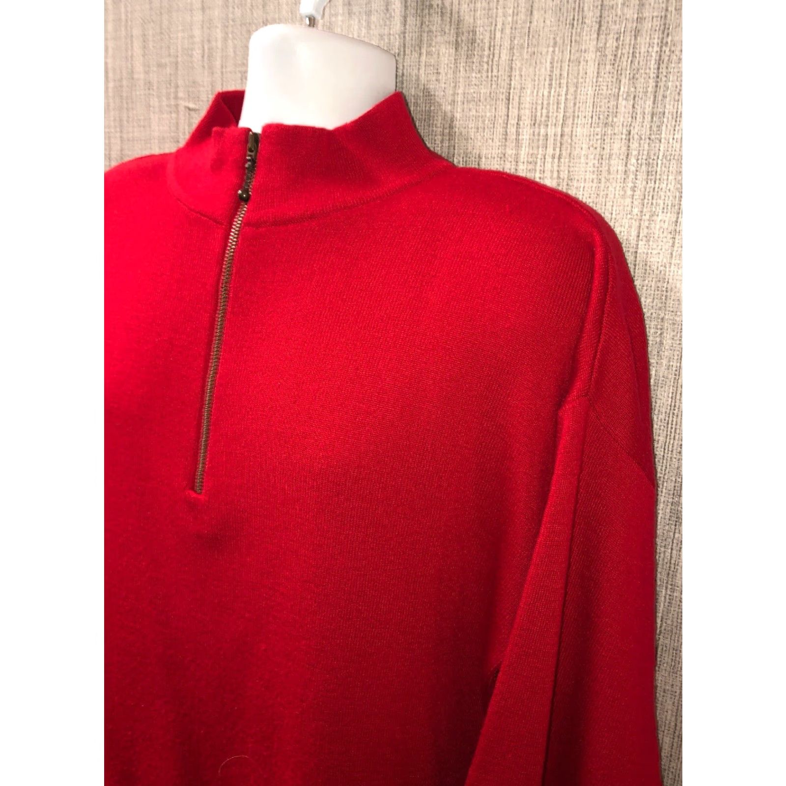 Vintage Vtg Meister Mens Red Wool/Acrylic 1/4 Zip Sweater Size L Size US L / EU 52-54 / 3 - 2 Thumbnail