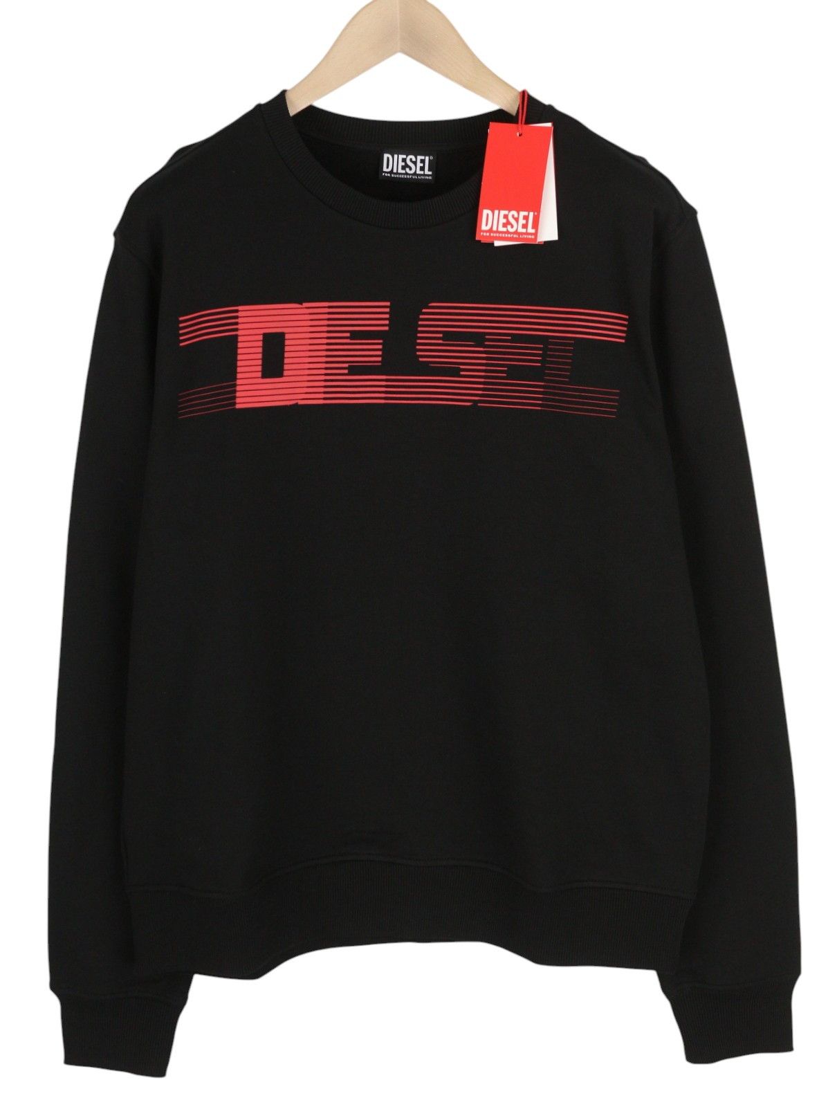 Diesel S-GINN-E3 XL Black Front Logo Sweatshirt 41015 Size US XL / EU 56 / 4 - 1 Thumbnail