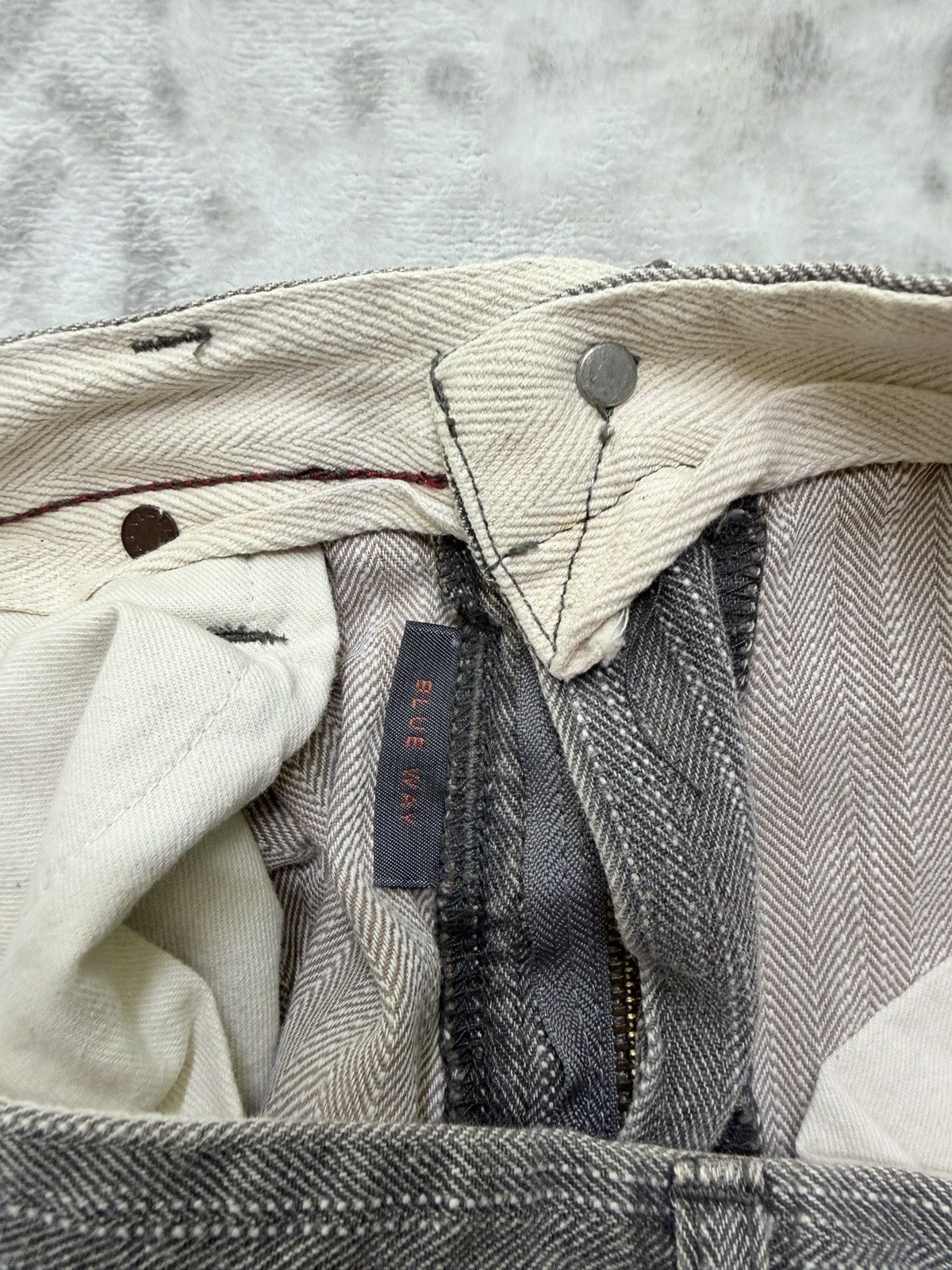 Kapital Vintage Blue Way Modern Hickory Stripe Straight Cut Denim Size US 30 / EU 46 - 15 Thumbnail