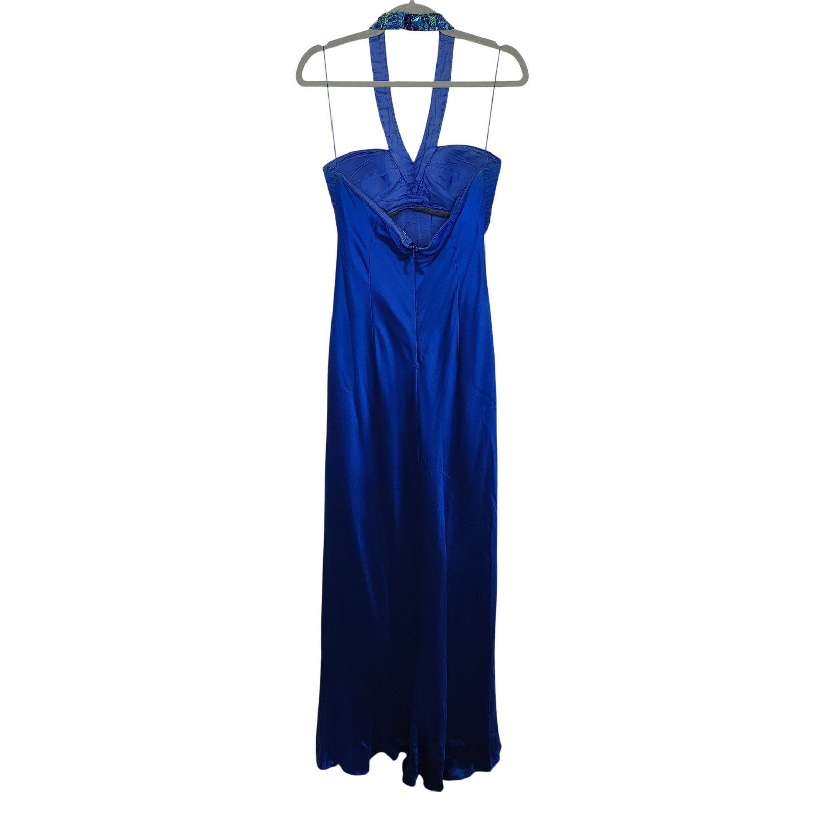 Other Vintage Y2K Cache Maxi Dress Womens 6 Peacock Blue Halter Size M / US 6-8 / IT 42-44 - 6 Thumbnail