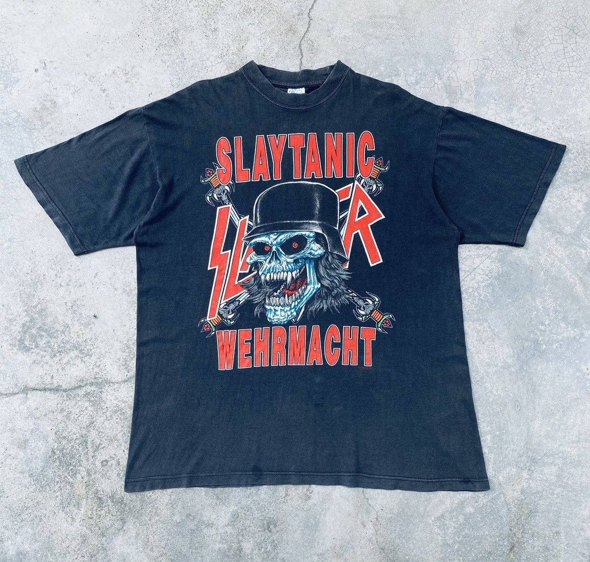 Band Tees True Vintage 80s Slayer Slaytanic Thrash Metal Band Tees Size US XL / EU 56 / 4 - 1 Thumbnail