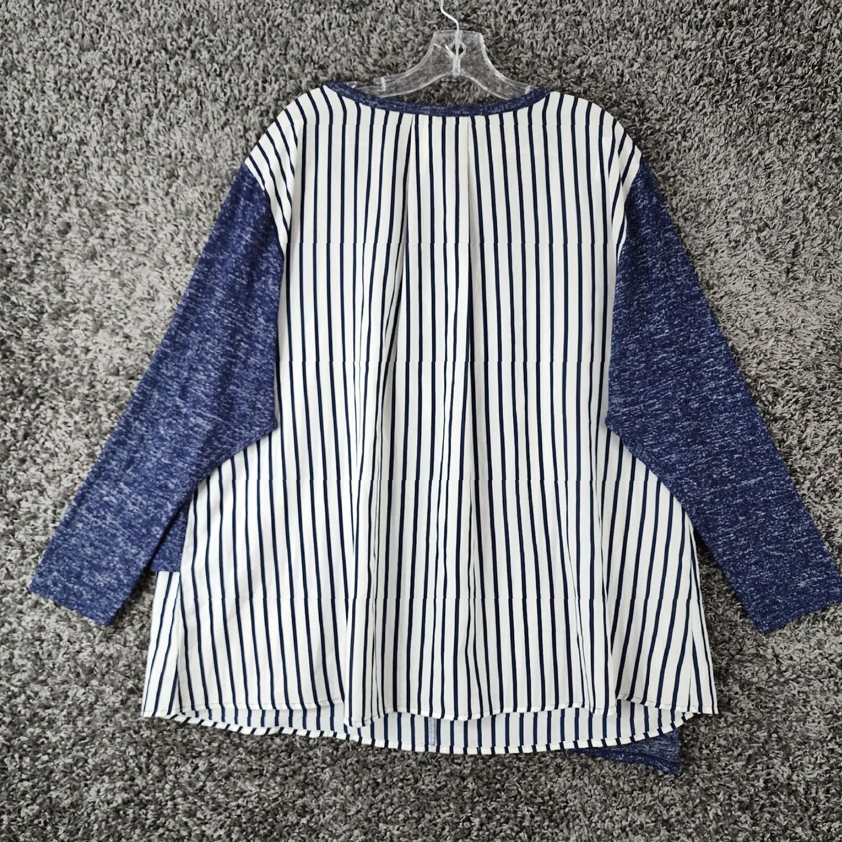 Vintage Lane Bryant Blouse Plus Size 22/24 Long Sleeve Blue/White Striped Womens Size 3XL / US 20-22 - 5 Thumbnail