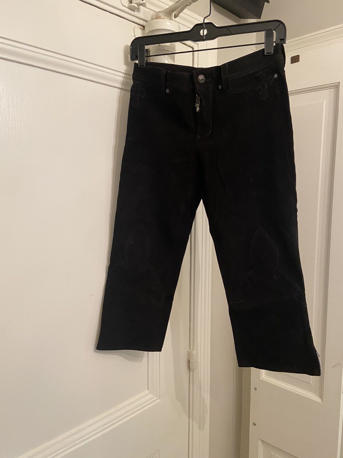 Chrome Hearts Black Chrome Hearts cropped suede jeans Size 27" / US 4 / IT 40 - 2 Thumbnail
