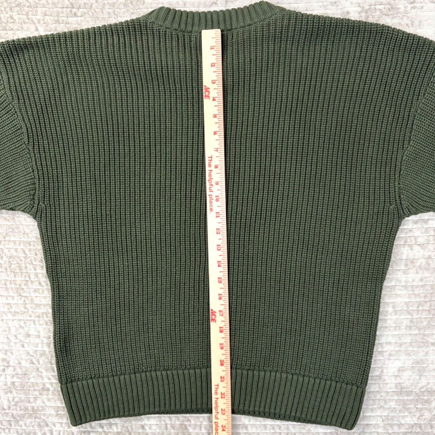 CO Yellow Label Co Crewneck Sweater Mens Olive Green Cotton Shaker Stitch Small Size US S / EU 44-46 / 1 - 8 Thumbnail