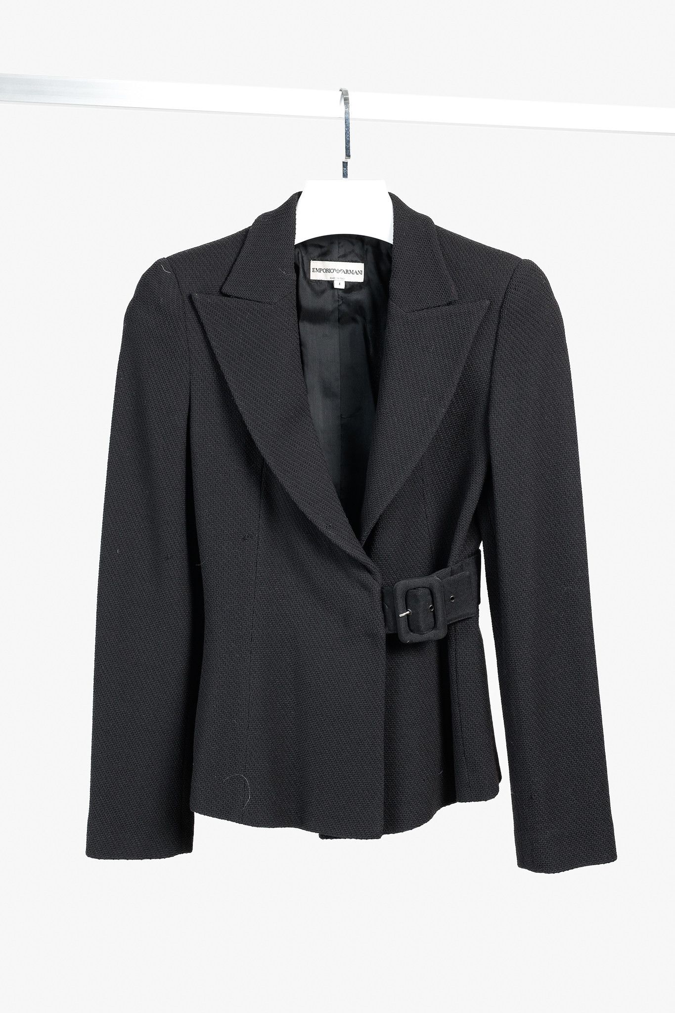 Emporio Armani Emporio Armani Black Side-Belted Wrap Blazer Size S / US 4 / IT 40 - 1 Thumbnail