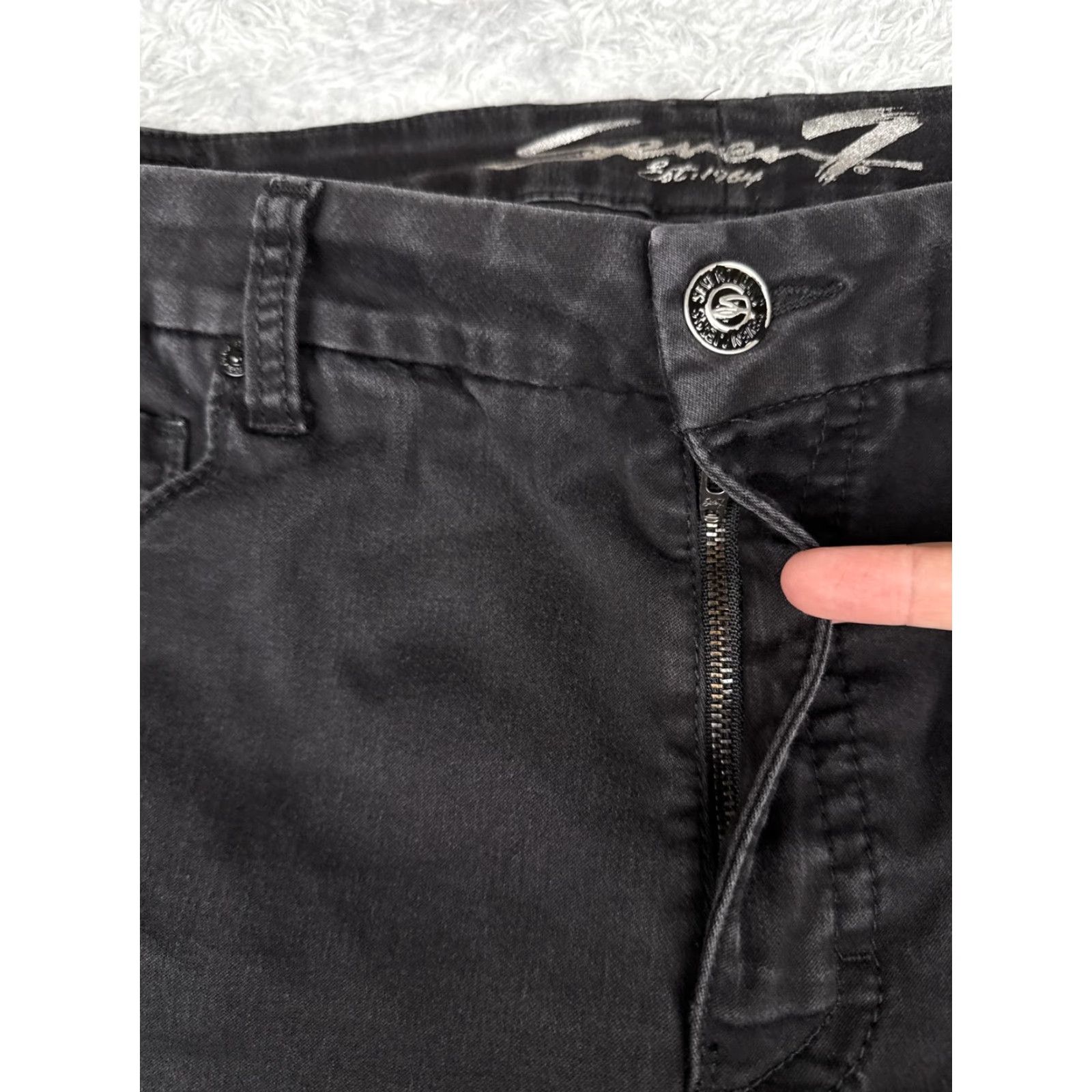Vintage Seven7 Jeans Skinny Fit Womens 40x29 Black Denim Five Pocket Zip Plus Size 5-Pocket Design Charcoal Wash Denim Pants Stretch Size 42" / US 20 - 5 Thumbnail