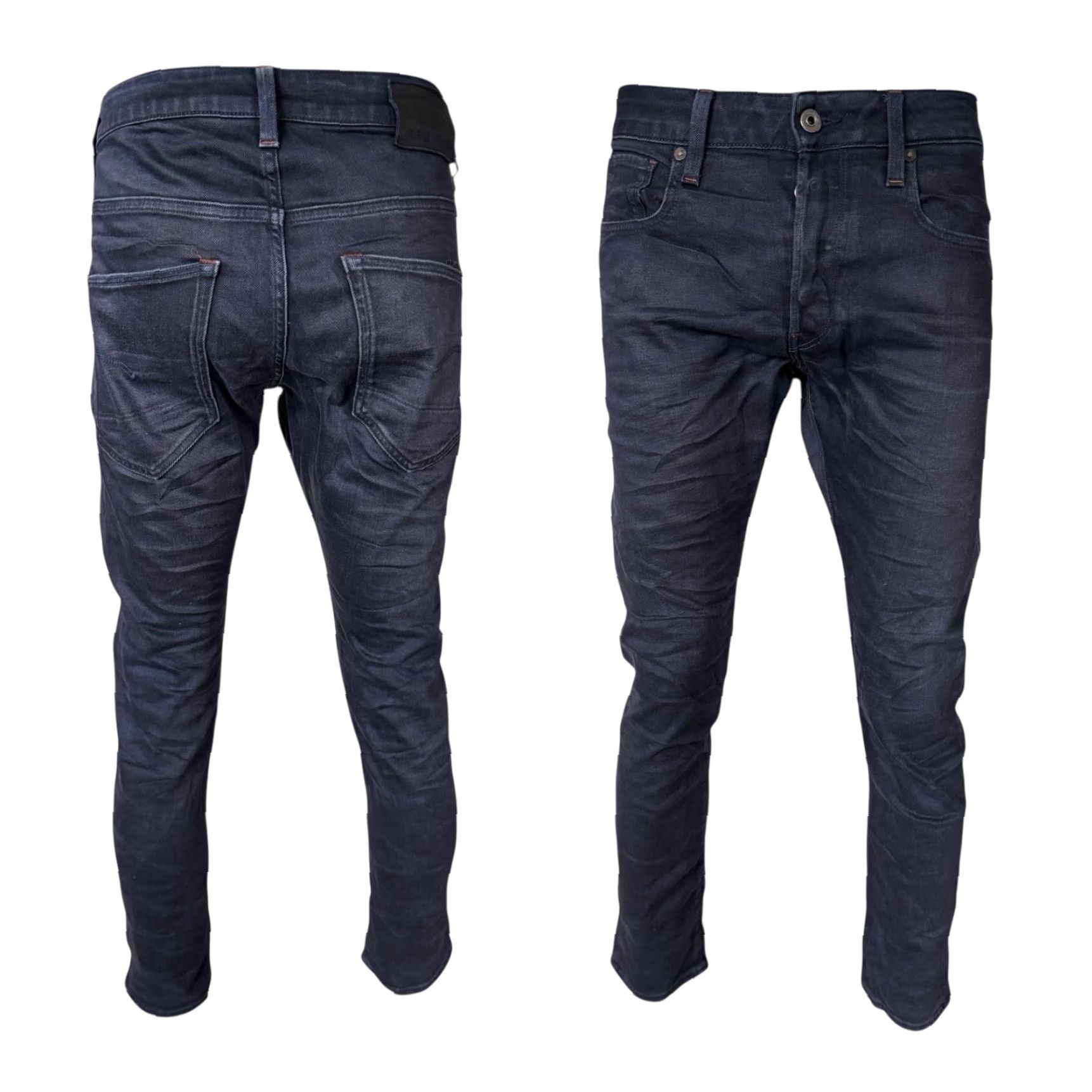 G-Star G-Star RAW 3301 Slim Jeans W33 L30 Mens Dark Grey/Black Denim Zip Fly Slim Jeans Mens W33 L30 Grey Denim Size US 33 - 2 Thumbnail