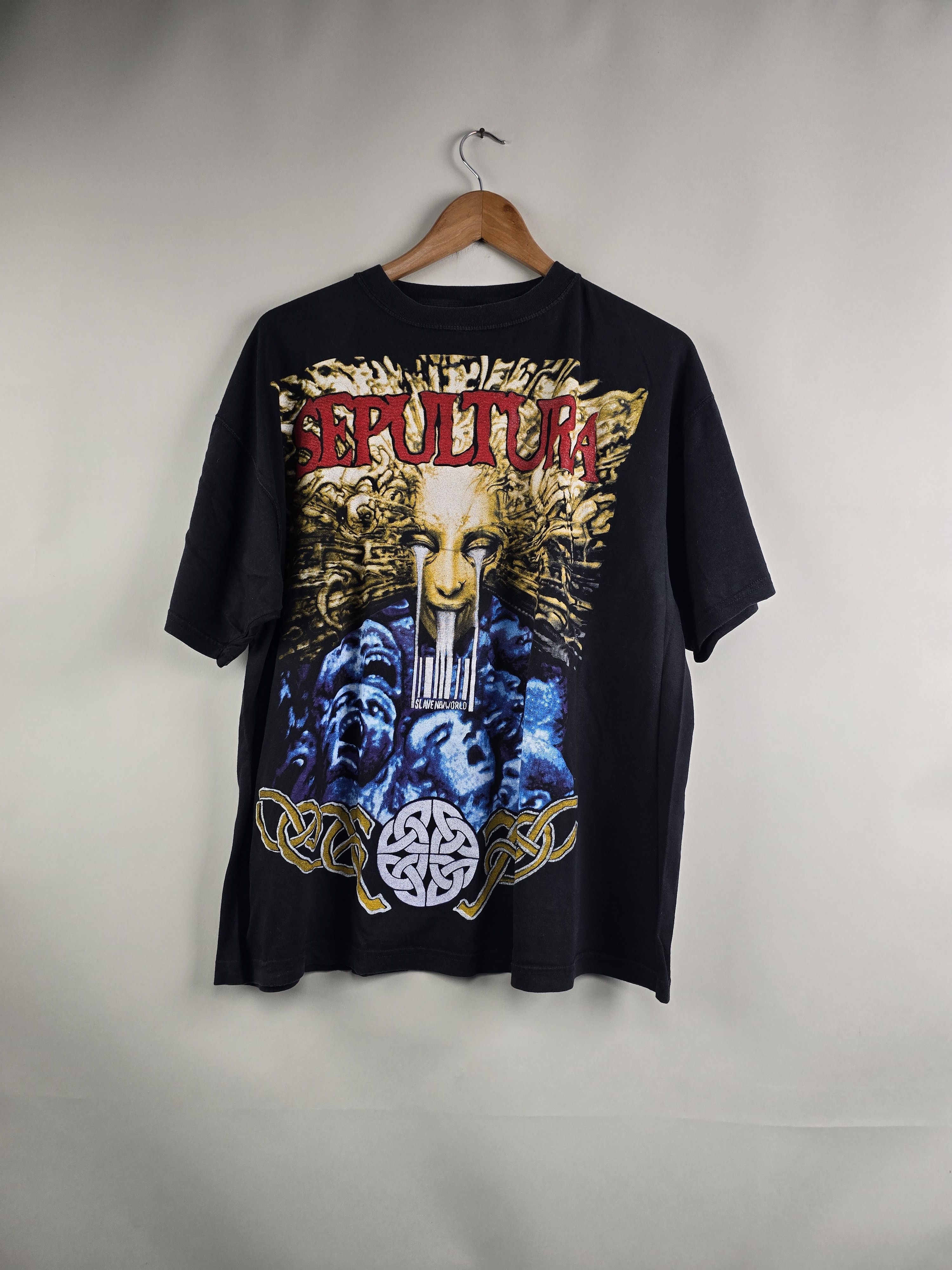 Band Tees × Vintage 90s Sepultura Slave New World 1994 L 23" 26.5" Size US L / EU 52-54 / 3 - 6 Thumbnail