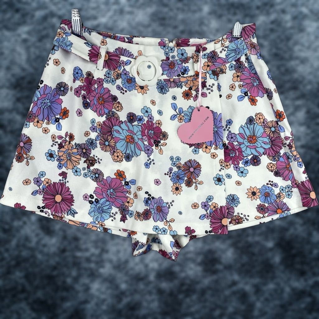 Dolls Kill Dolls Kill Sugar Thrillz Shorts w/Skirt Mini Belted 50's NWT Sz M Multicolor Floral Boho 80s 90s Shirt? Size 32" / US 10 / IT 46 - 1 Thumbnail