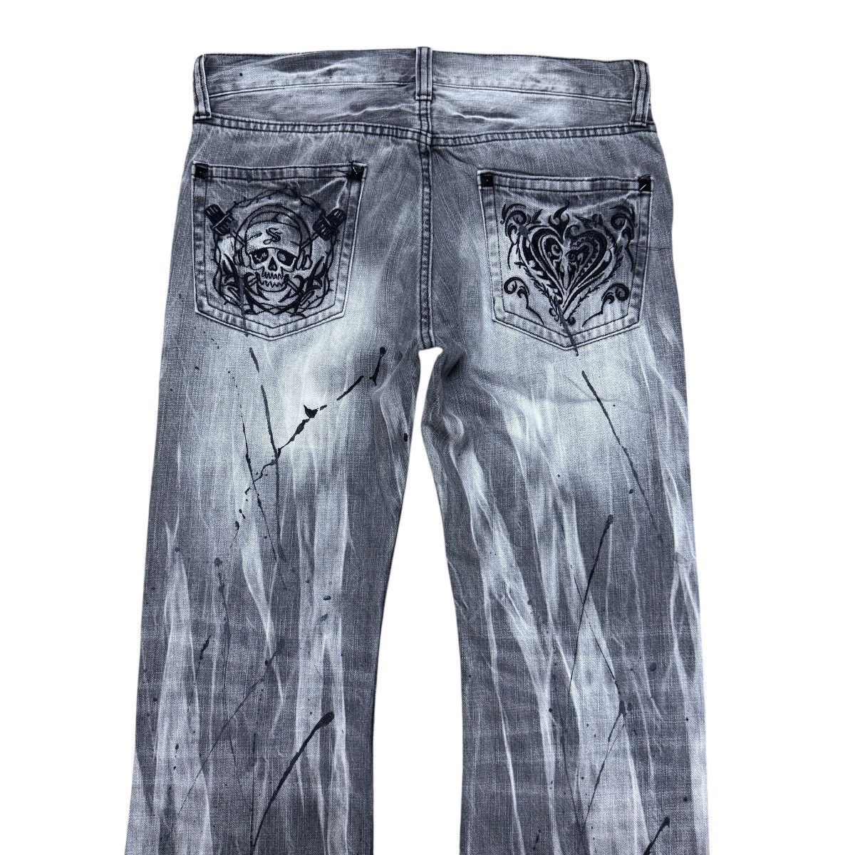 Japanese Brand Sorridere Embroidery Denim Flare Jeans Painter Size US 33 - 10 Thumbnail
